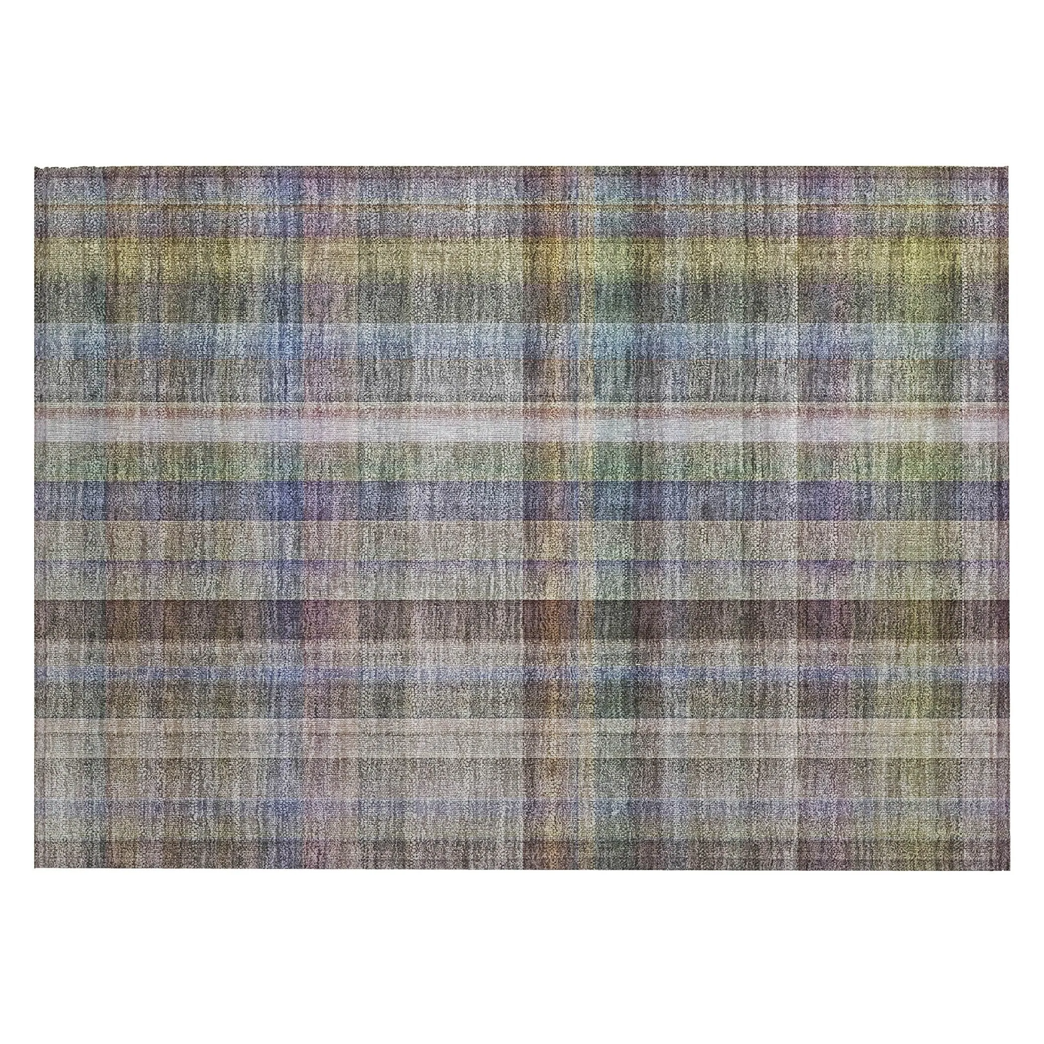 Machine Washable Indoor/ Outdoor Plaid Chantille Rug