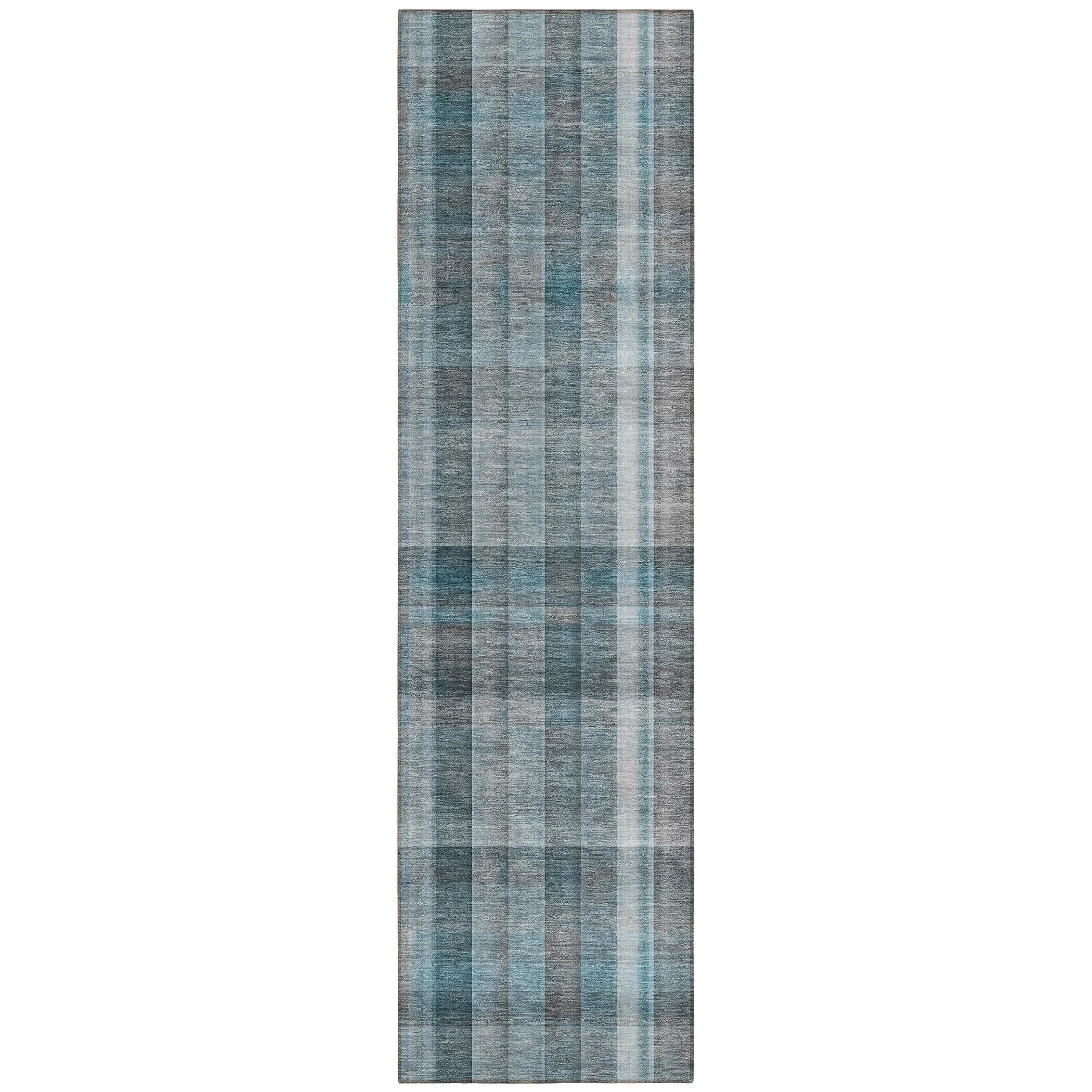 Machine Washable Indoor/ Outdoor Plaid Chantille Rug