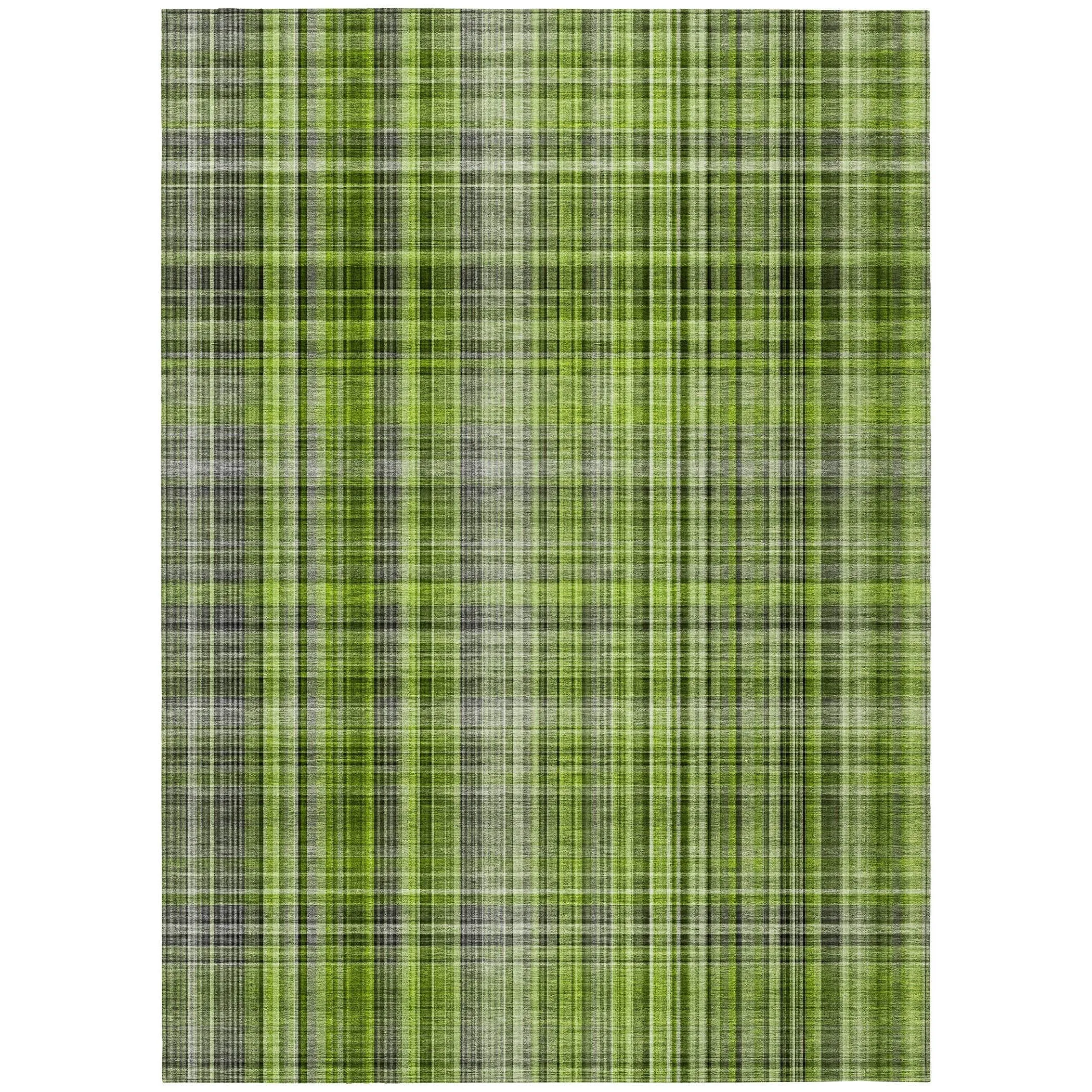 Machine Washable Indoor/ Outdoor Plaid Chantille Rug