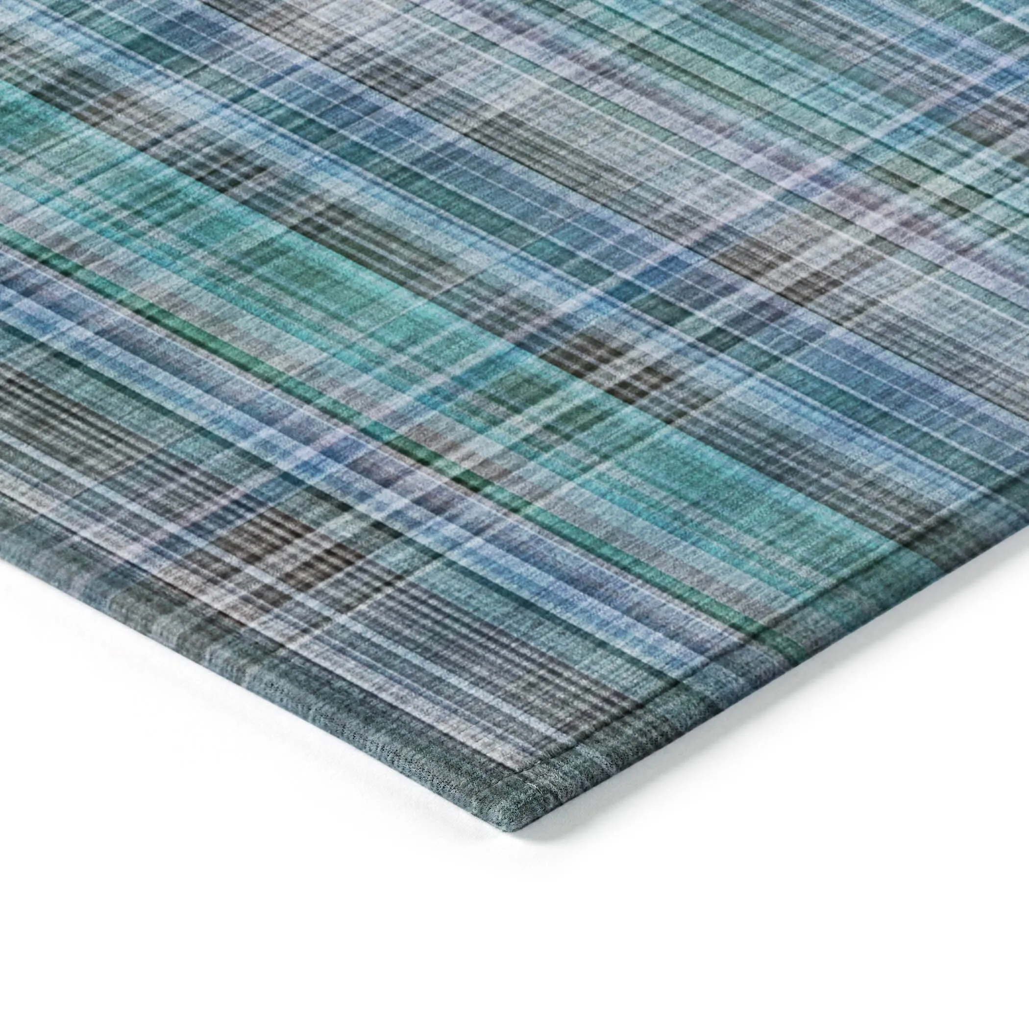 Machine Washable Indoor/ Outdoor Plaid Chantille Rug