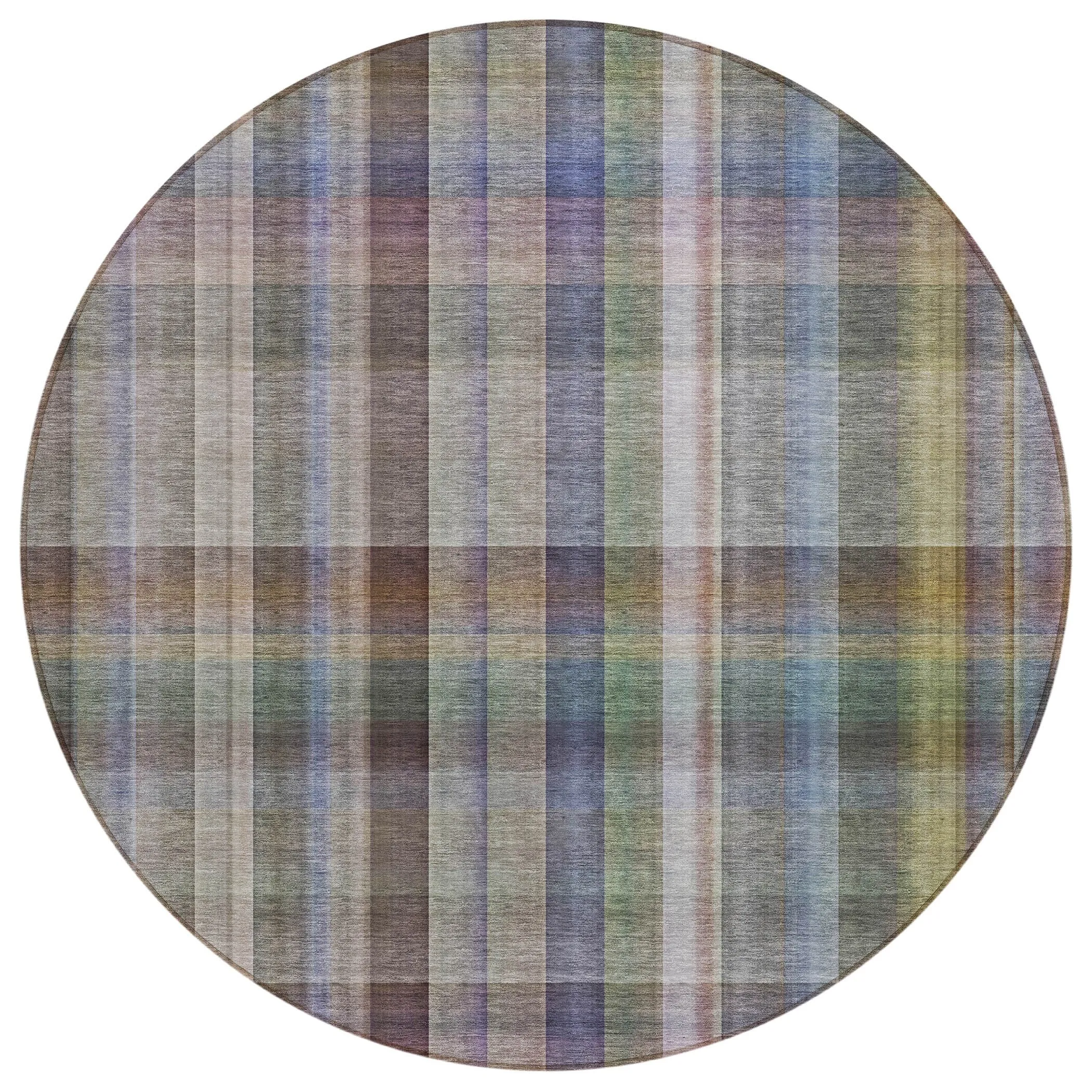 Machine Washable Indoor/ Outdoor Plaid Chantille Rug