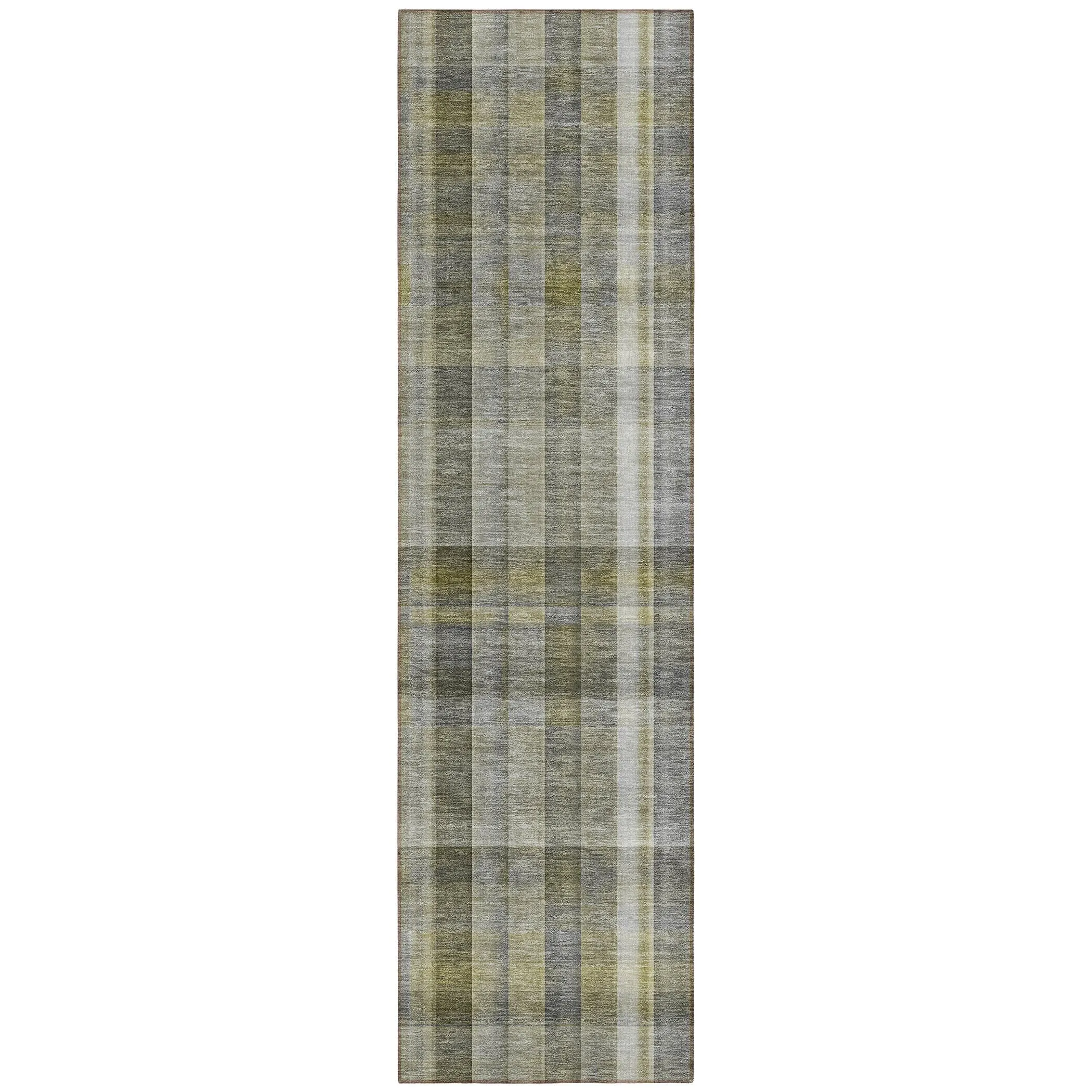 Machine Washable Indoor/ Outdoor Plaid Chantille Rug