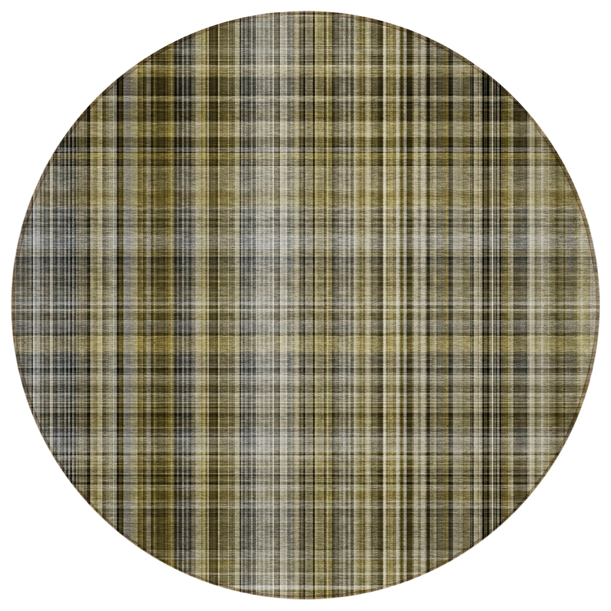 Machine Washable Indoor/ Outdoor Plaid Chantille Rug