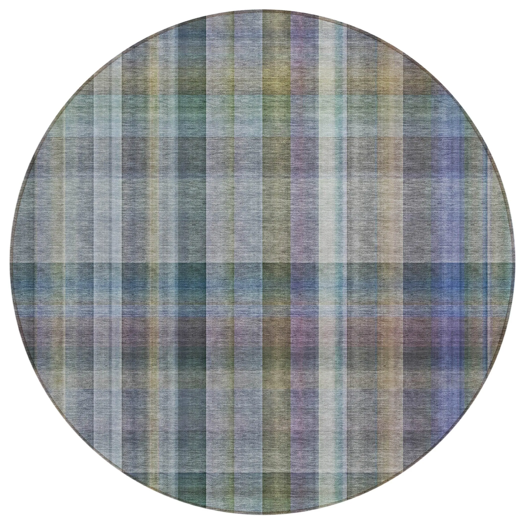 Machine Washable Indoor/ Outdoor Plaid Chantille Rug