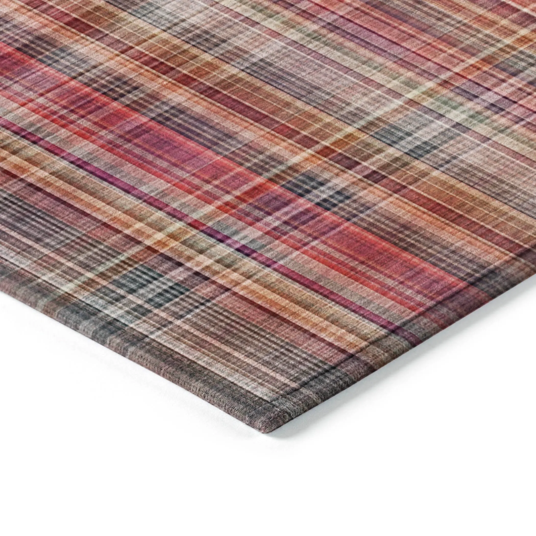 Machine Washable Indoor/ Outdoor Plaid Chantille Rug