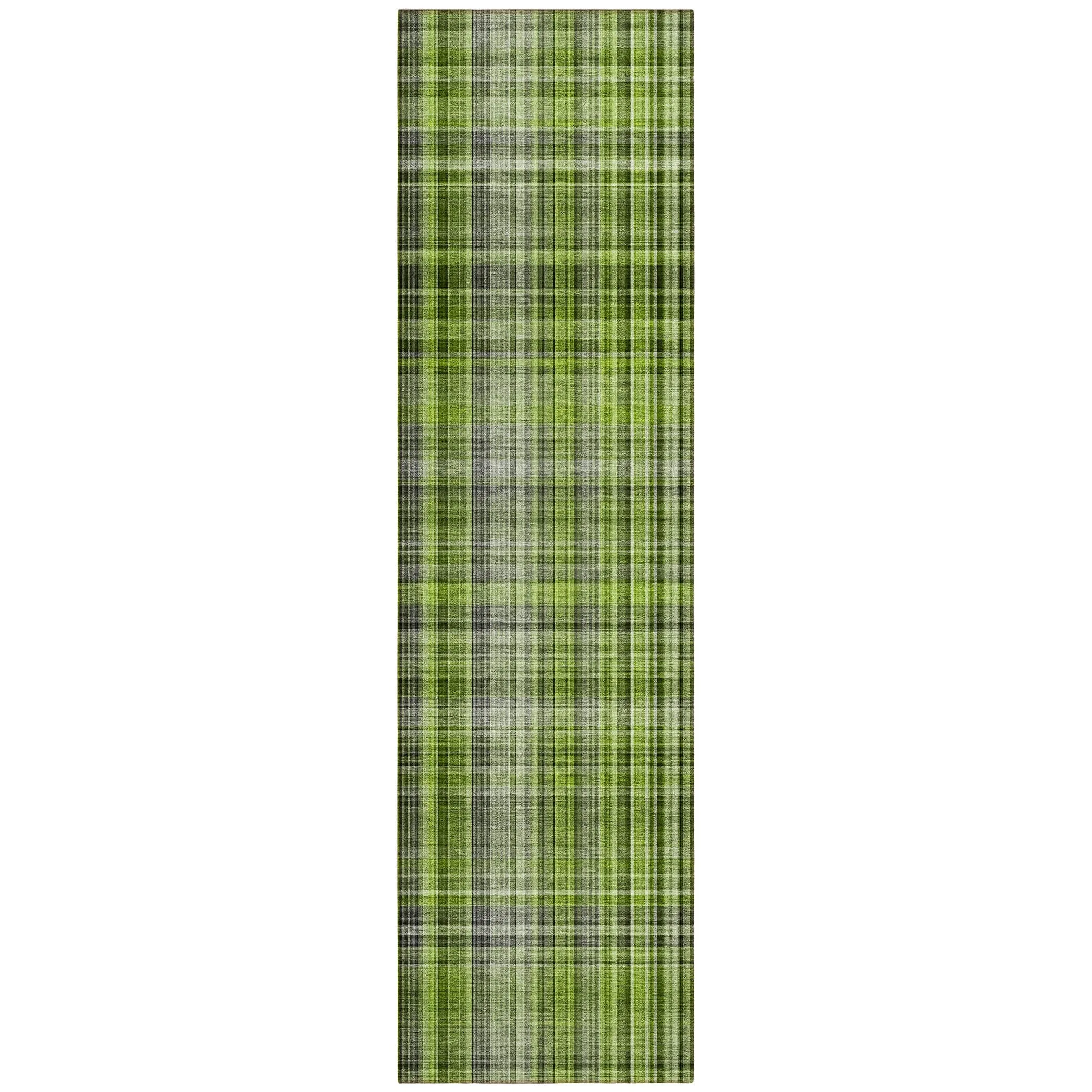 Machine Washable Indoor/ Outdoor Plaid Chantille Rug