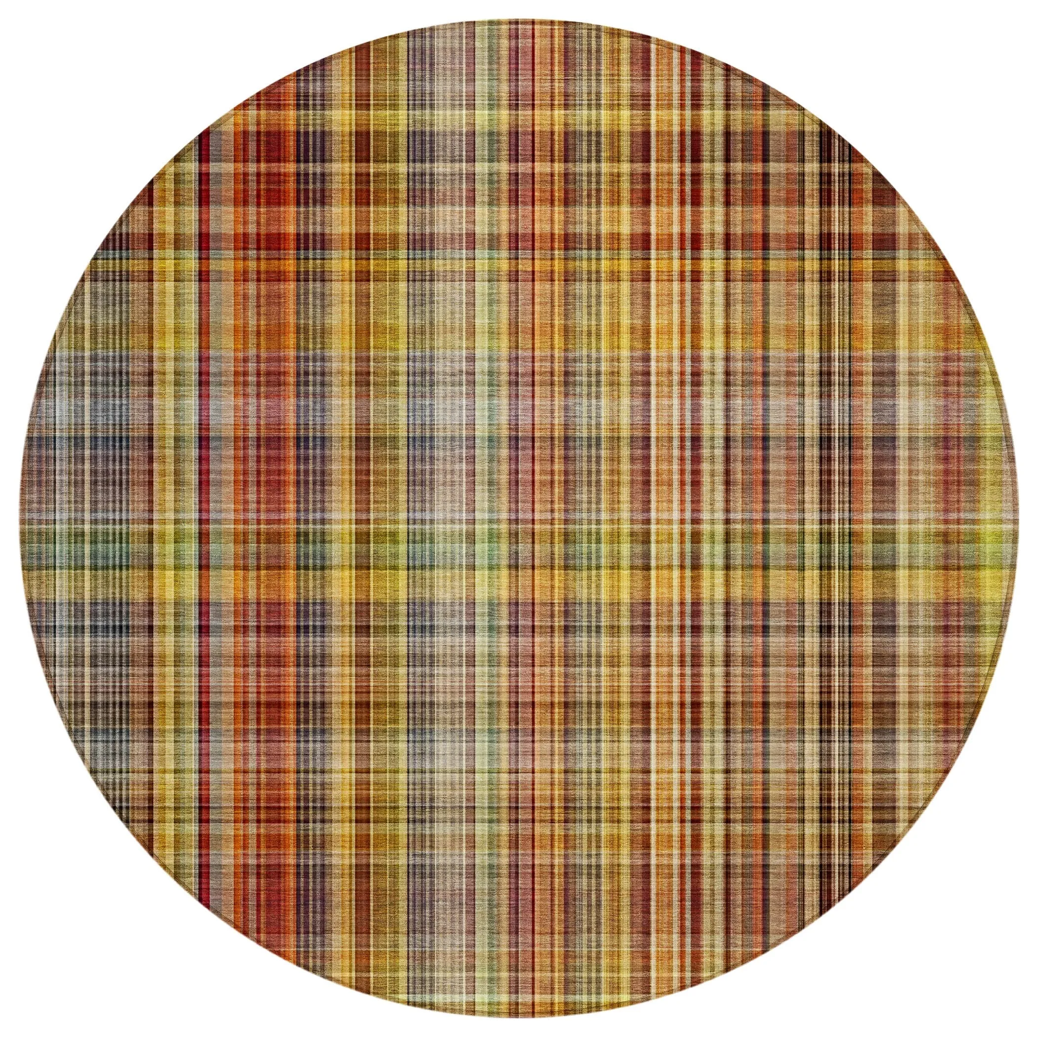 Machine Washable Indoor/ Outdoor Plaid Chantille Rug