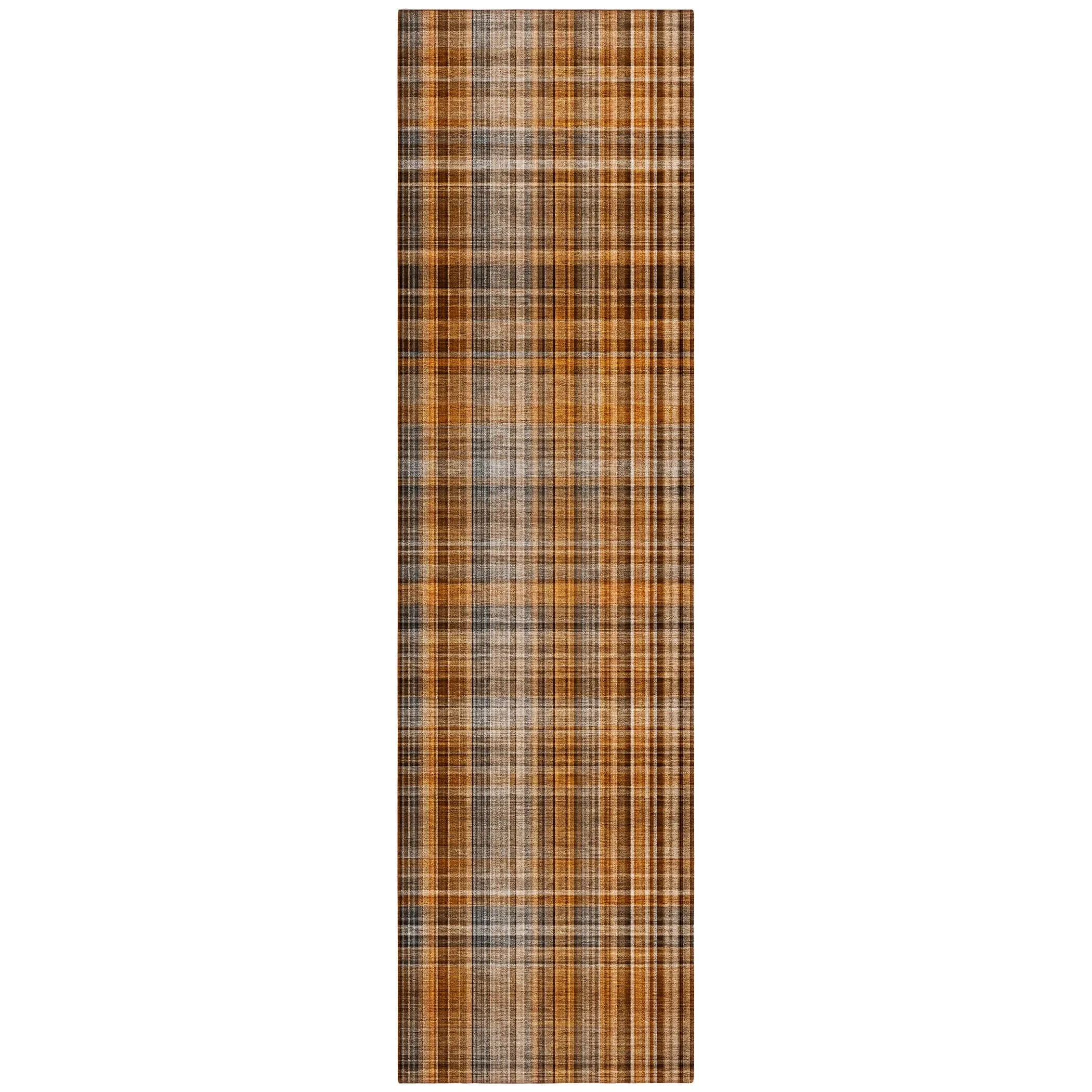 Machine Washable Indoor/ Outdoor Plaid Chantille Rug