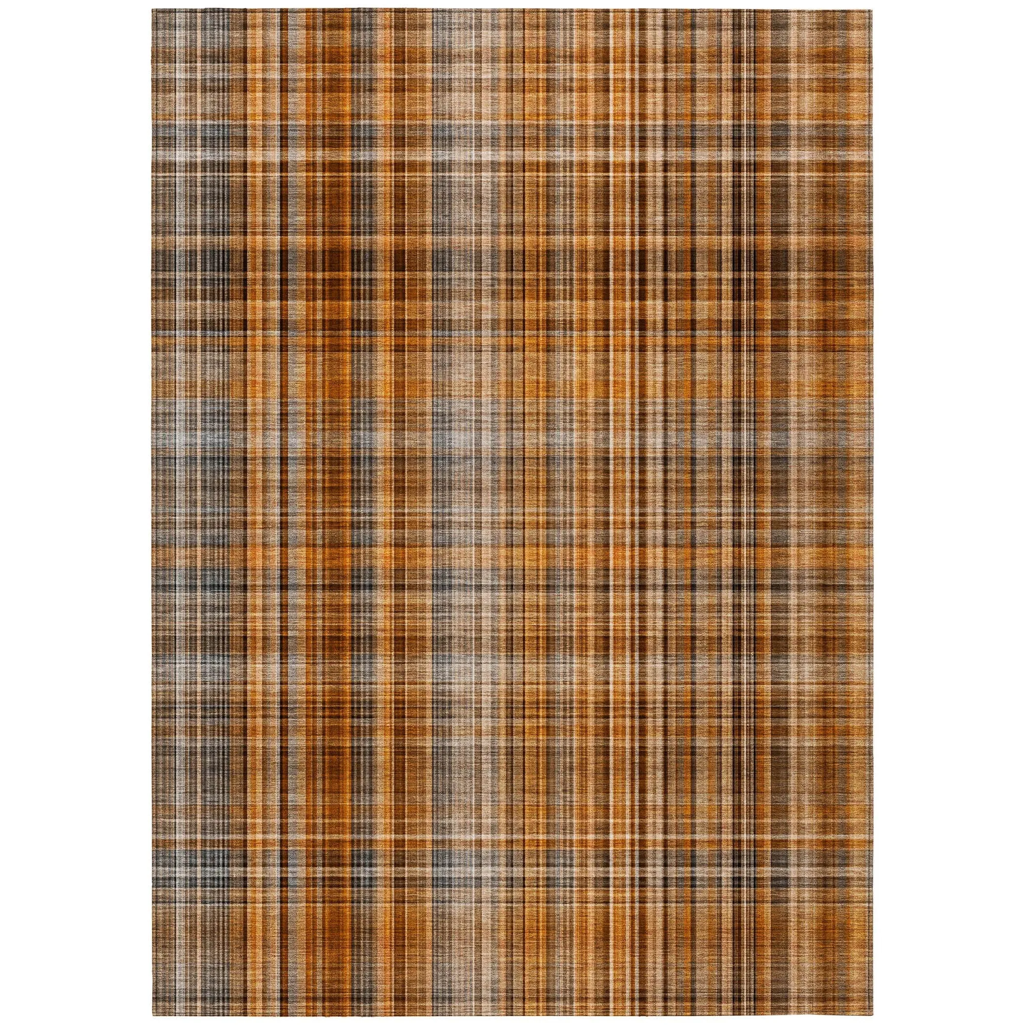 Machine Washable Indoor/ Outdoor Plaid Chantille Rug