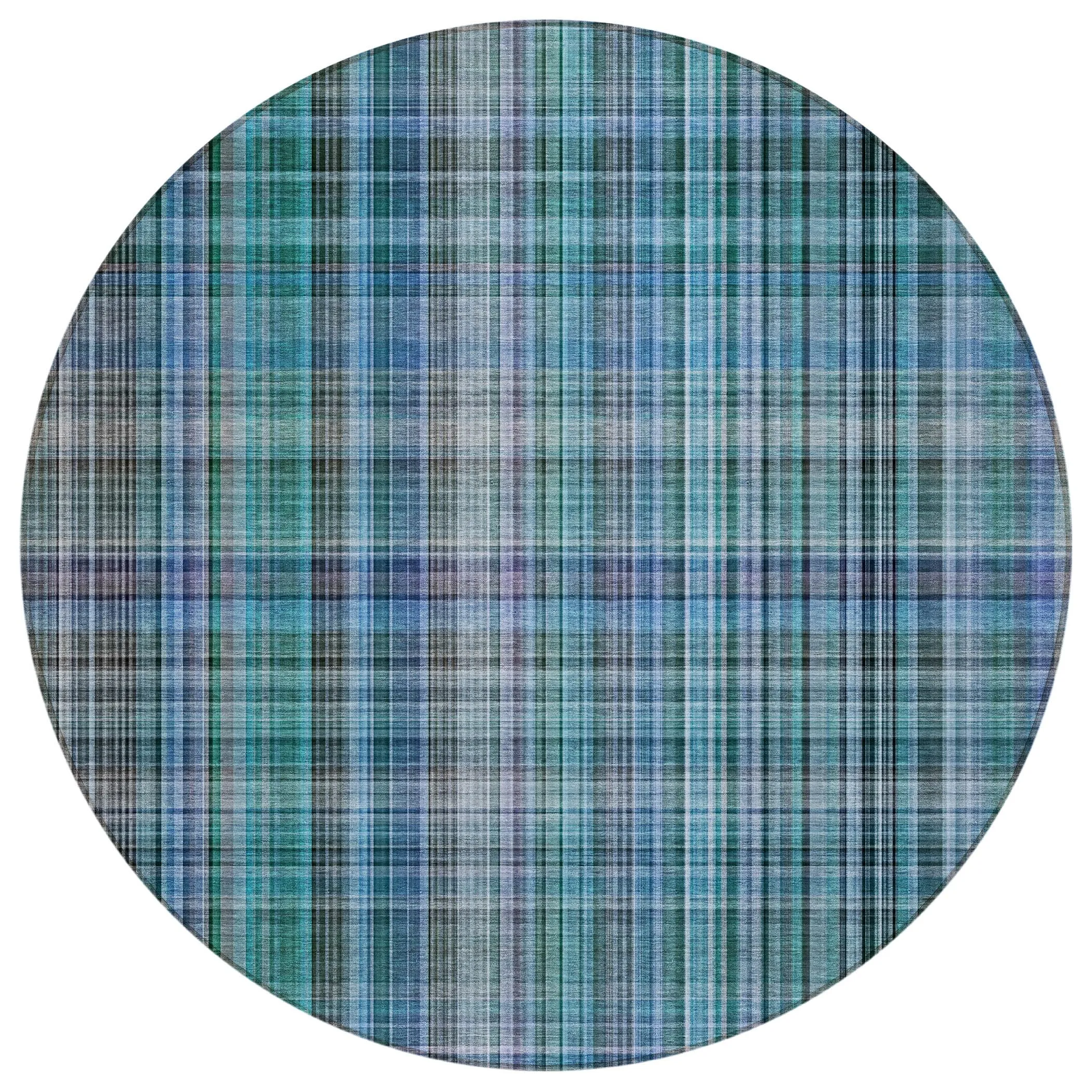 Machine Washable Indoor/ Outdoor Plaid Chantille Rug