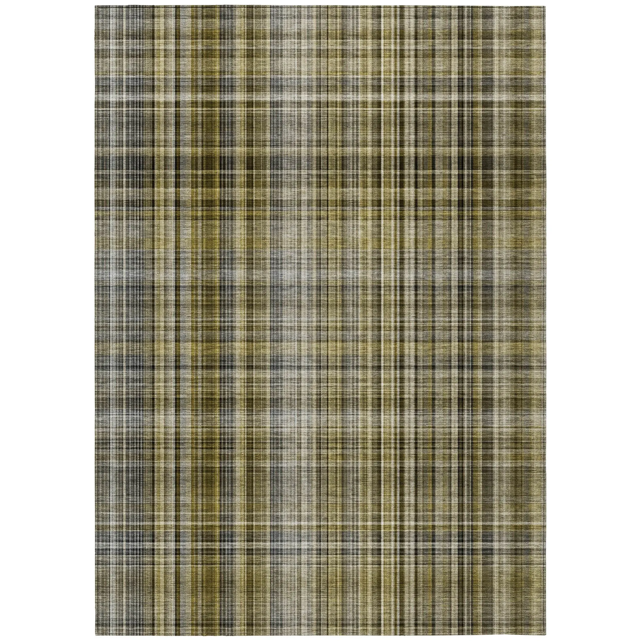 Machine Washable Indoor/ Outdoor Plaid Chantille Rug