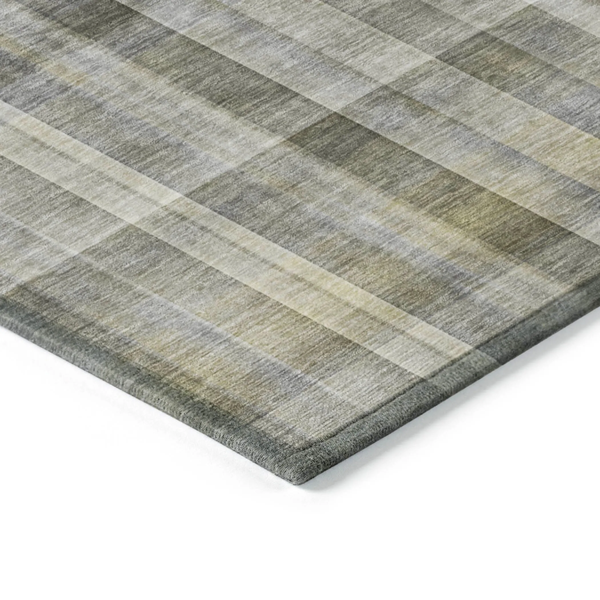 Machine Washable Indoor/ Outdoor Plaid Chantille Rug