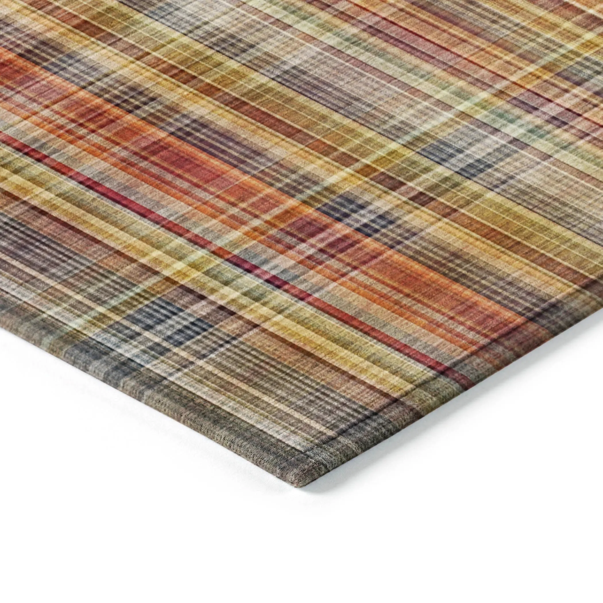 Machine Washable Indoor/ Outdoor Plaid Chantille Rug