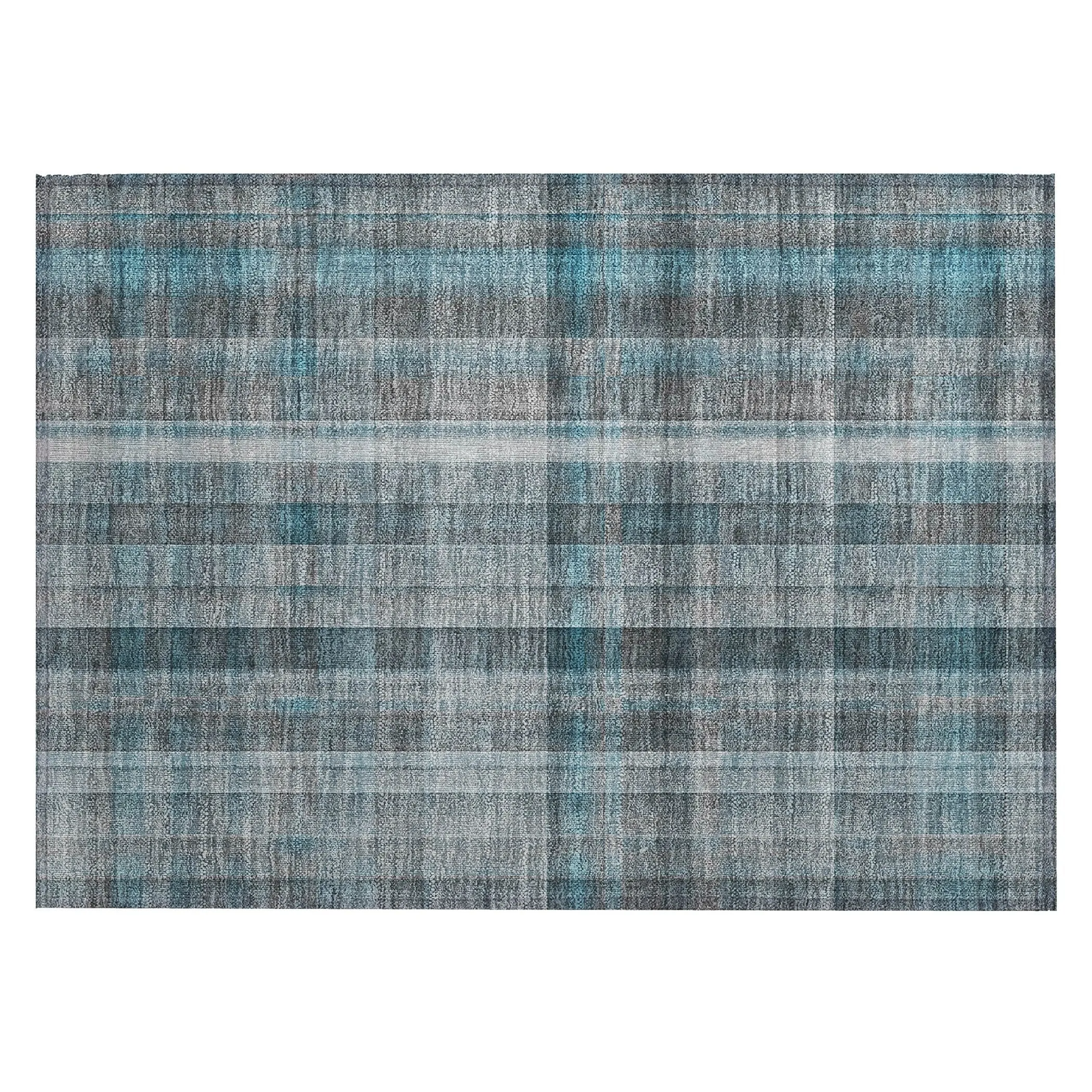 Machine Washable Indoor/ Outdoor Plaid Chantille Rug