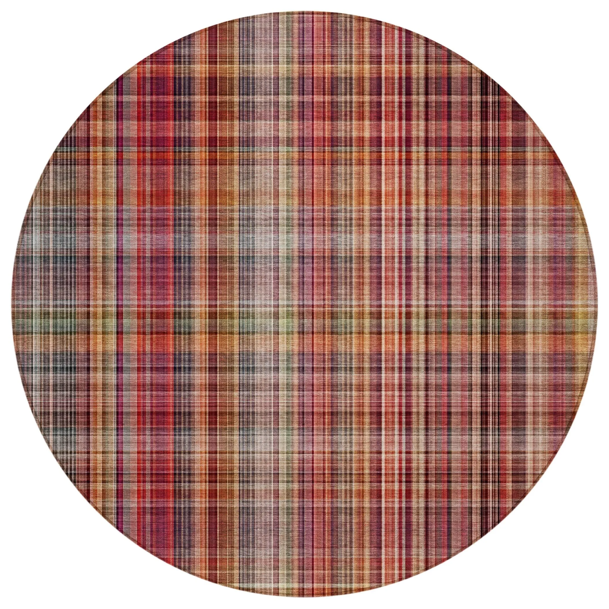Machine Washable Indoor/ Outdoor Plaid Chantille Rug