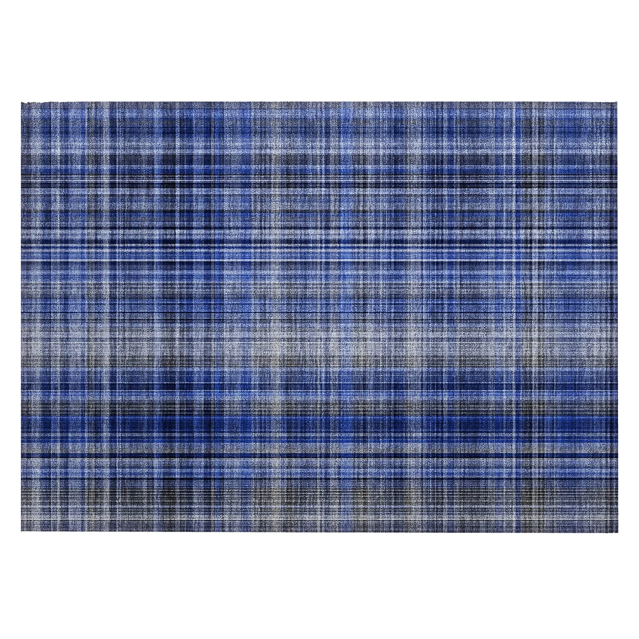 Machine Washable Indoor/ Outdoor Plaid Chantille Rug