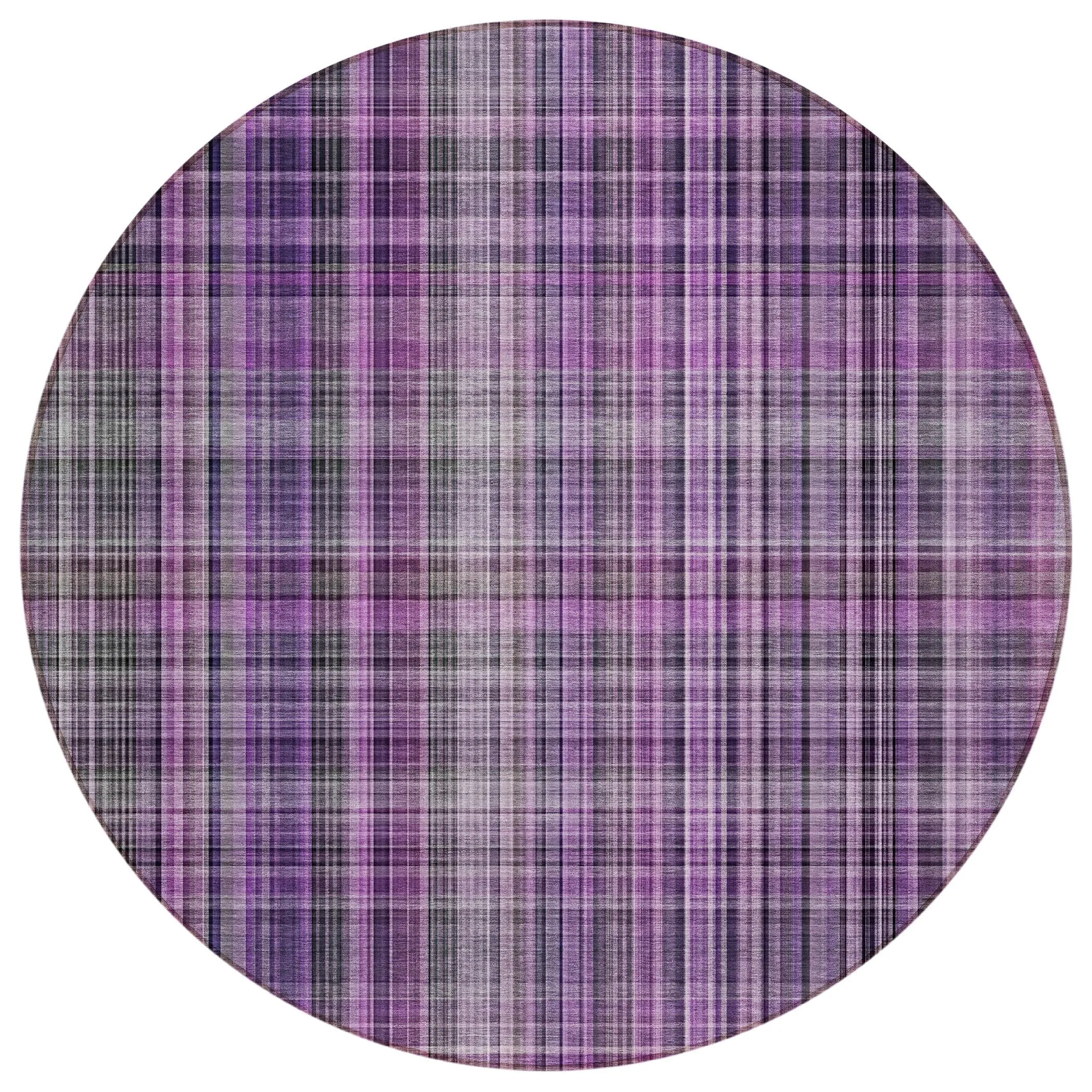 Machine Washable Indoor/ Outdoor Plaid Chantille Rug