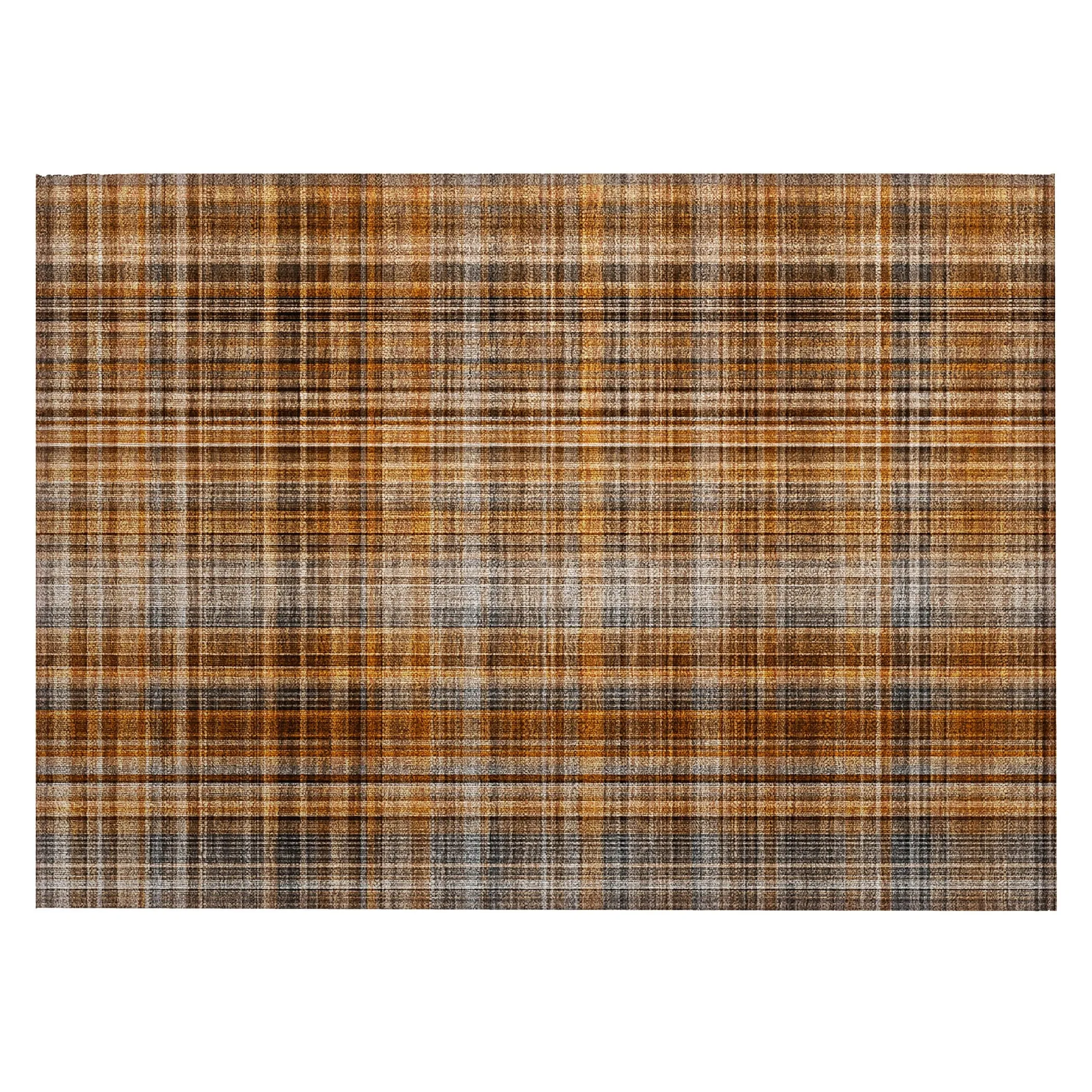 Machine Washable Indoor/ Outdoor Plaid Chantille Rug