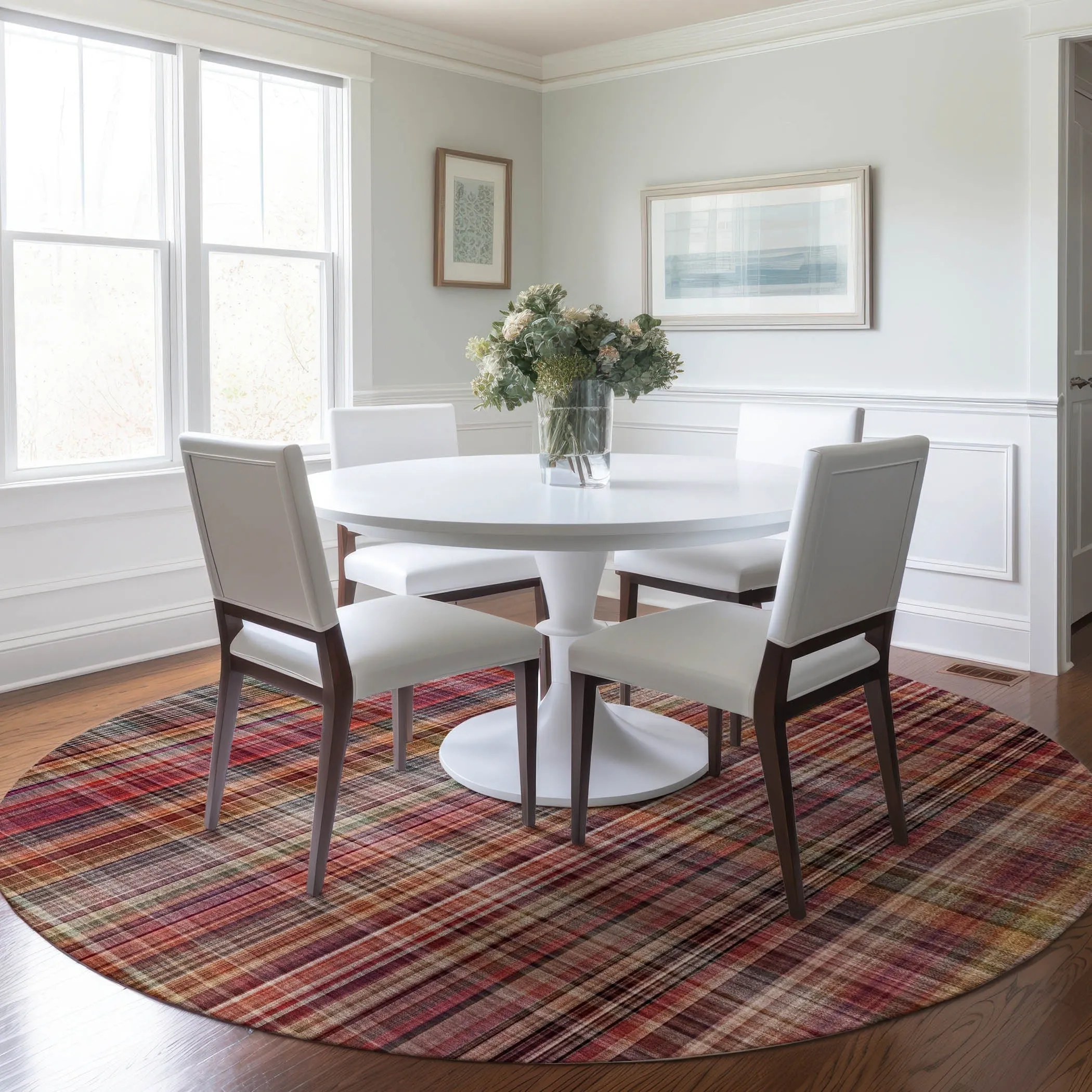 Machine Washable Indoor/ Outdoor Plaid Chantille Rug