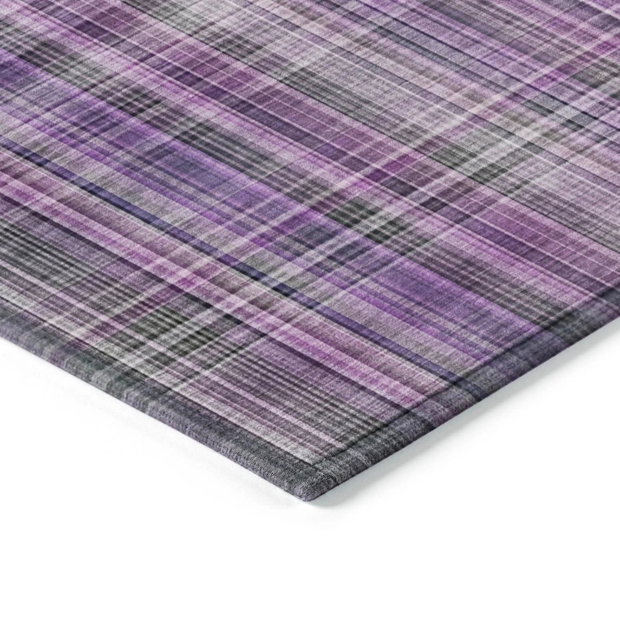 Machine Washable Indoor/ Outdoor Plaid Chantille Rug