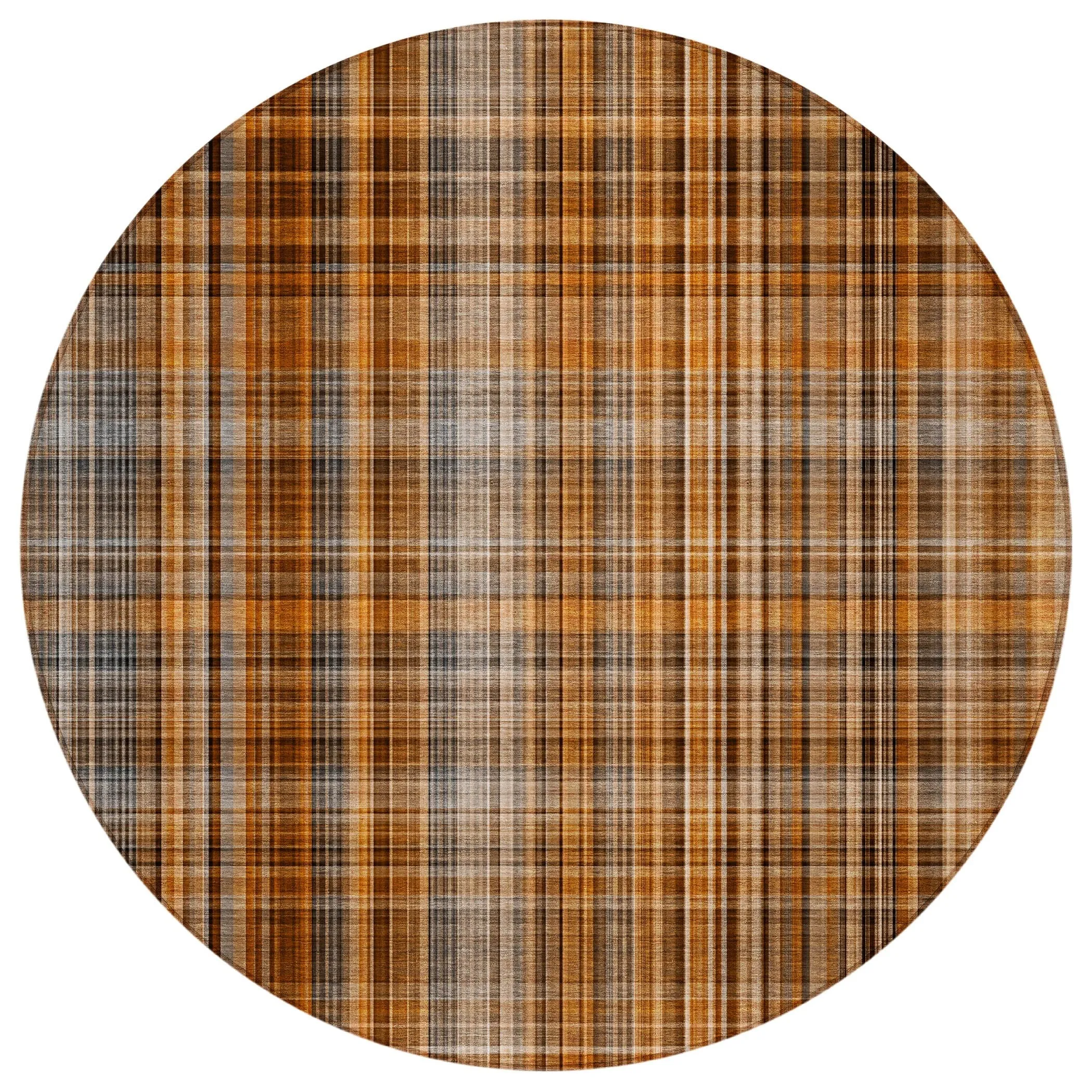 Machine Washable Indoor/ Outdoor Plaid Chantille Rug