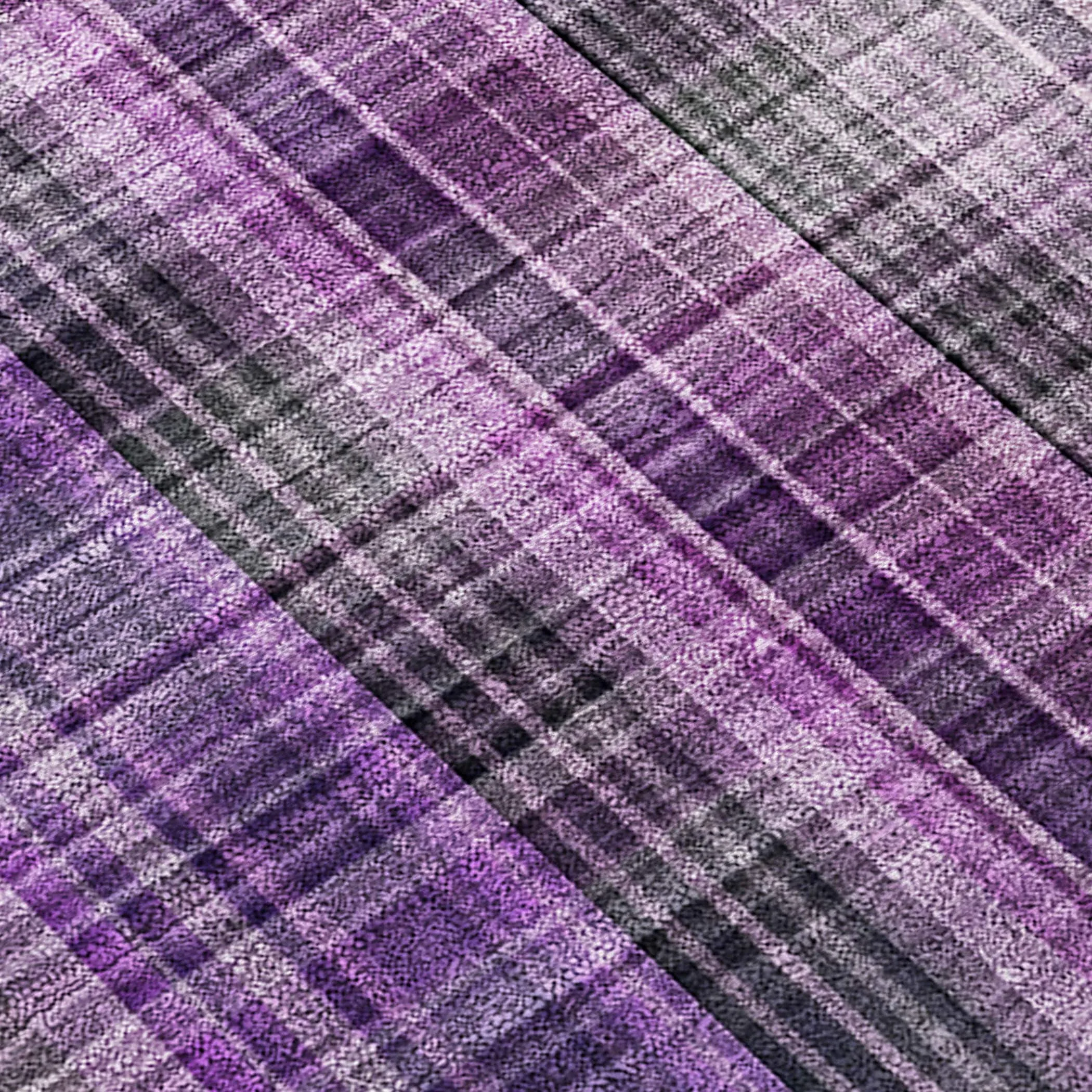Machine Washable Indoor/ Outdoor Plaid Chantille Rug