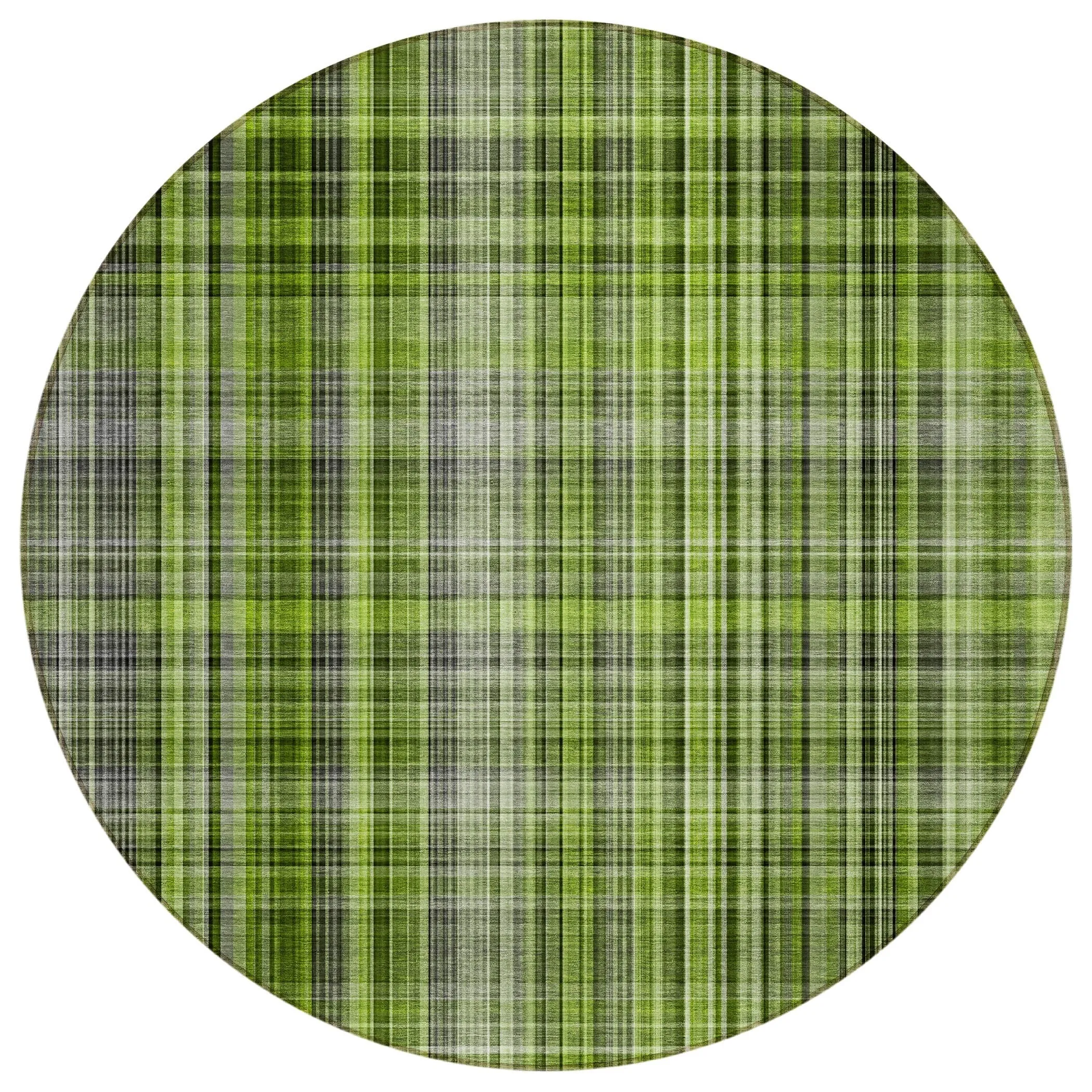 Machine Washable Indoor/ Outdoor Plaid Chantille Rug