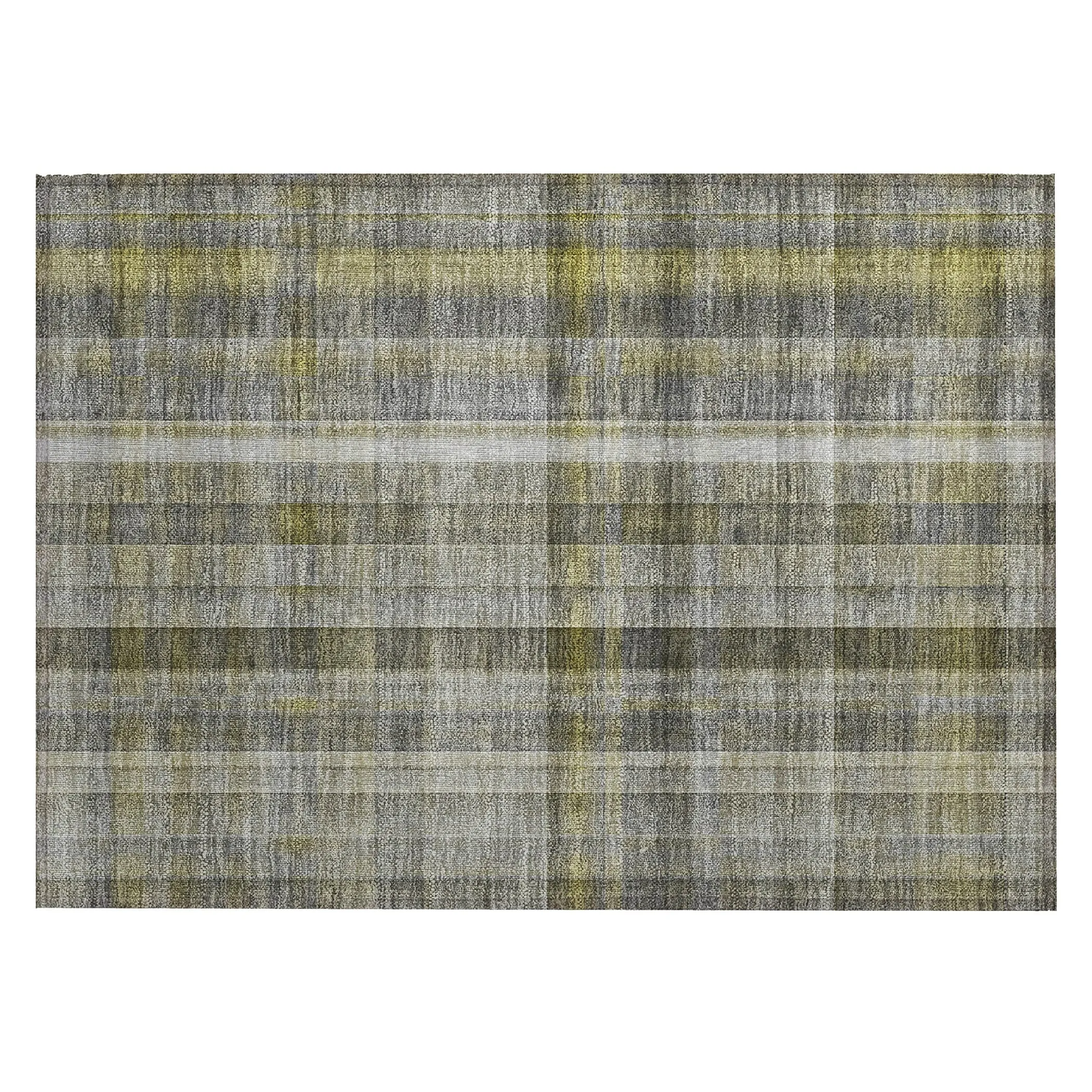 Machine Washable Indoor/ Outdoor Plaid Chantille Rug