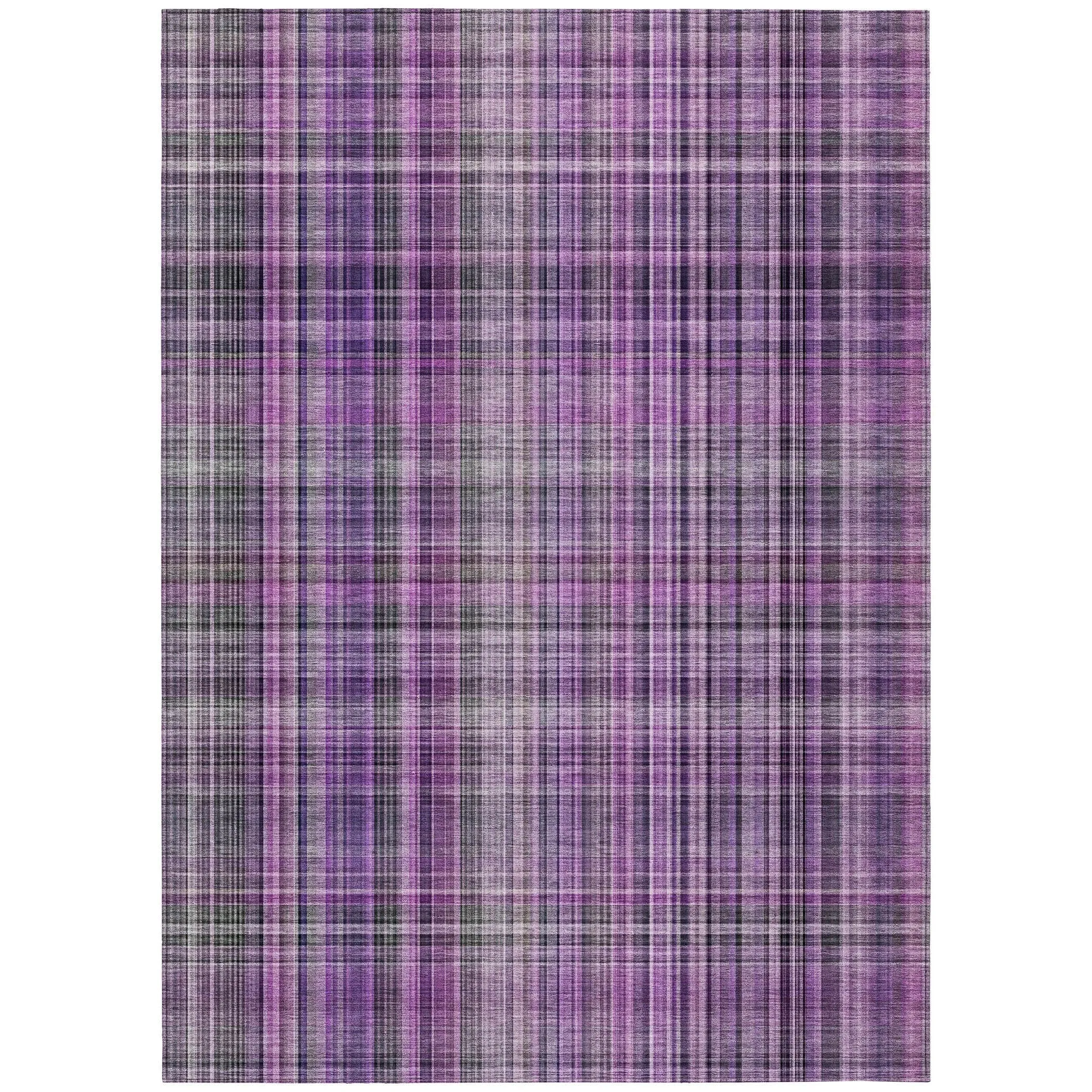 Machine Washable Indoor/ Outdoor Plaid Chantille Rug