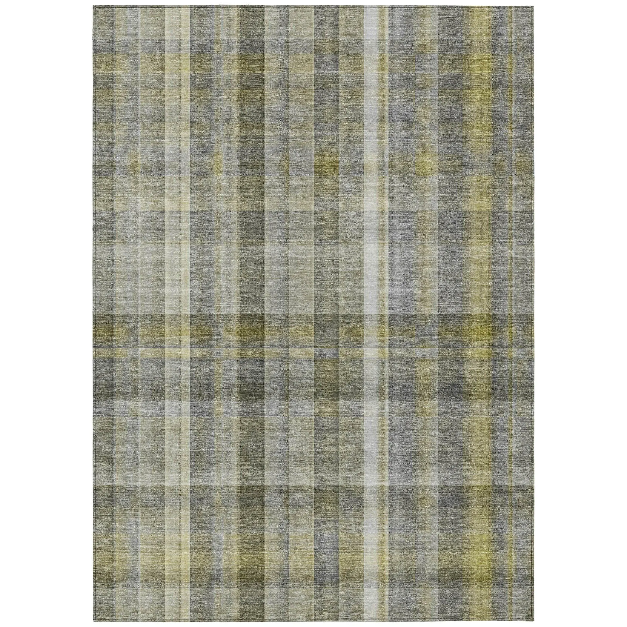 Machine Washable Indoor/ Outdoor Plaid Chantille Rug