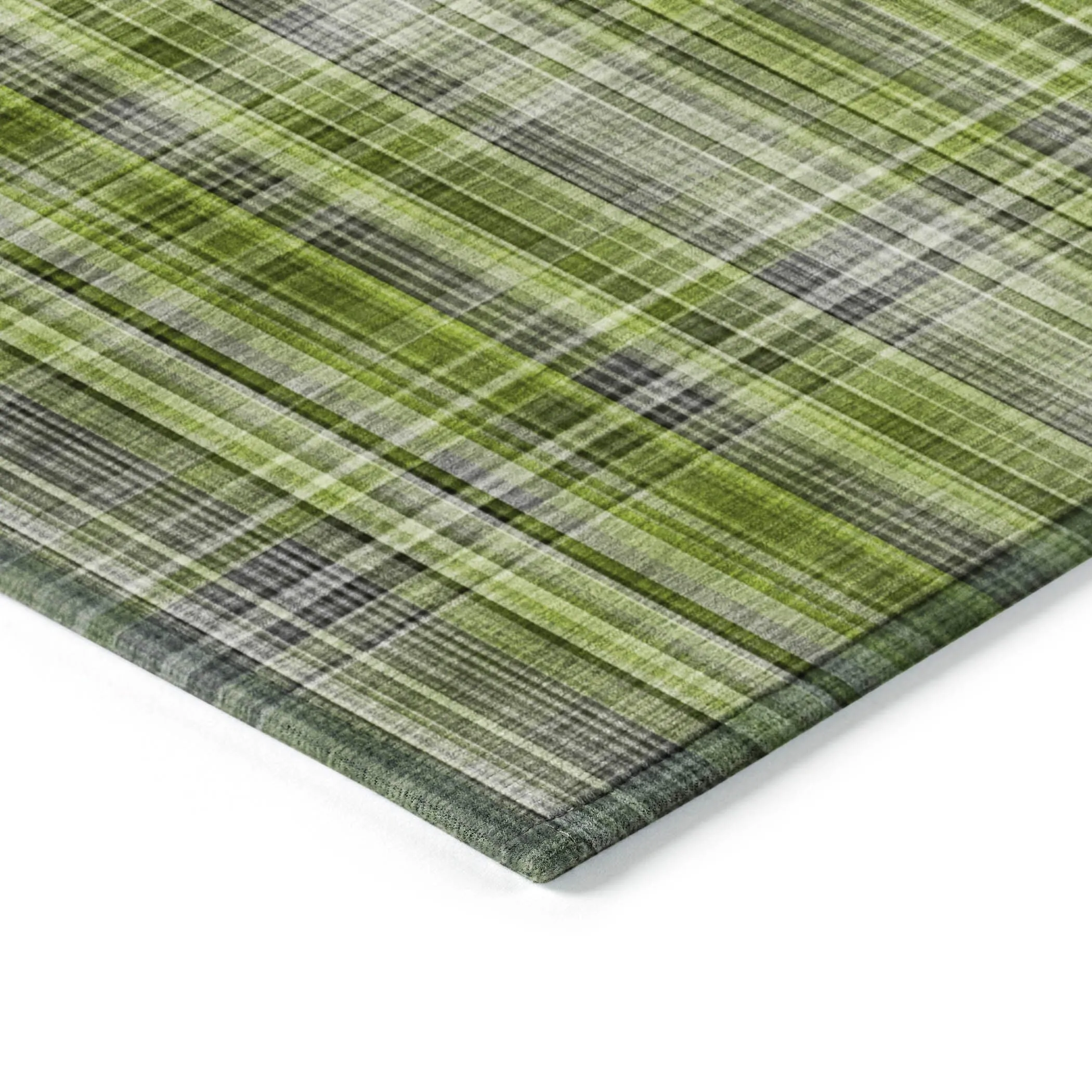 Machine Washable Indoor/ Outdoor Plaid Chantille Rug
