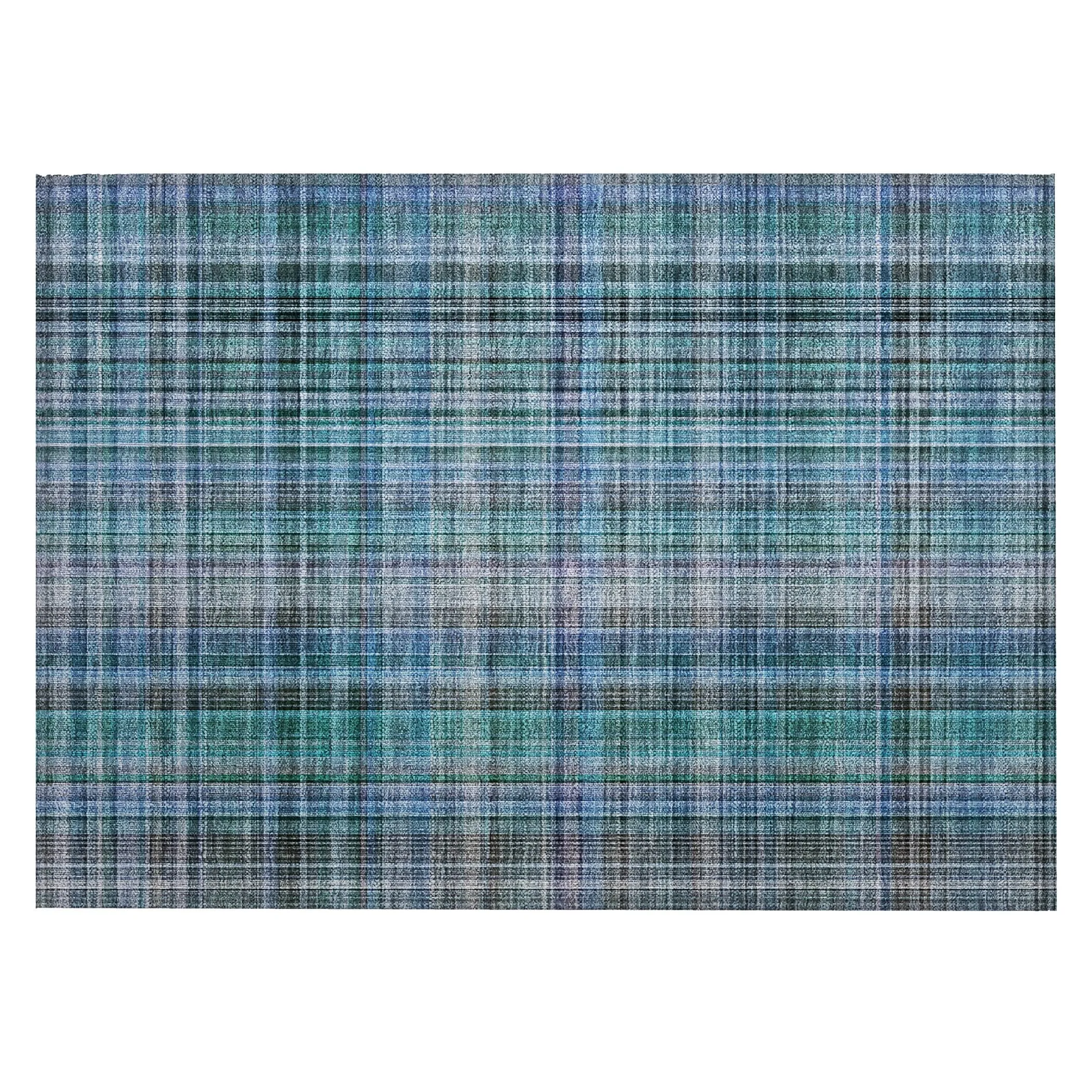 Machine Washable Indoor/ Outdoor Plaid Chantille Rug
