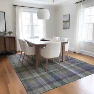 Machine Washable Indoor/ Outdoor Plaid Chantille Rug