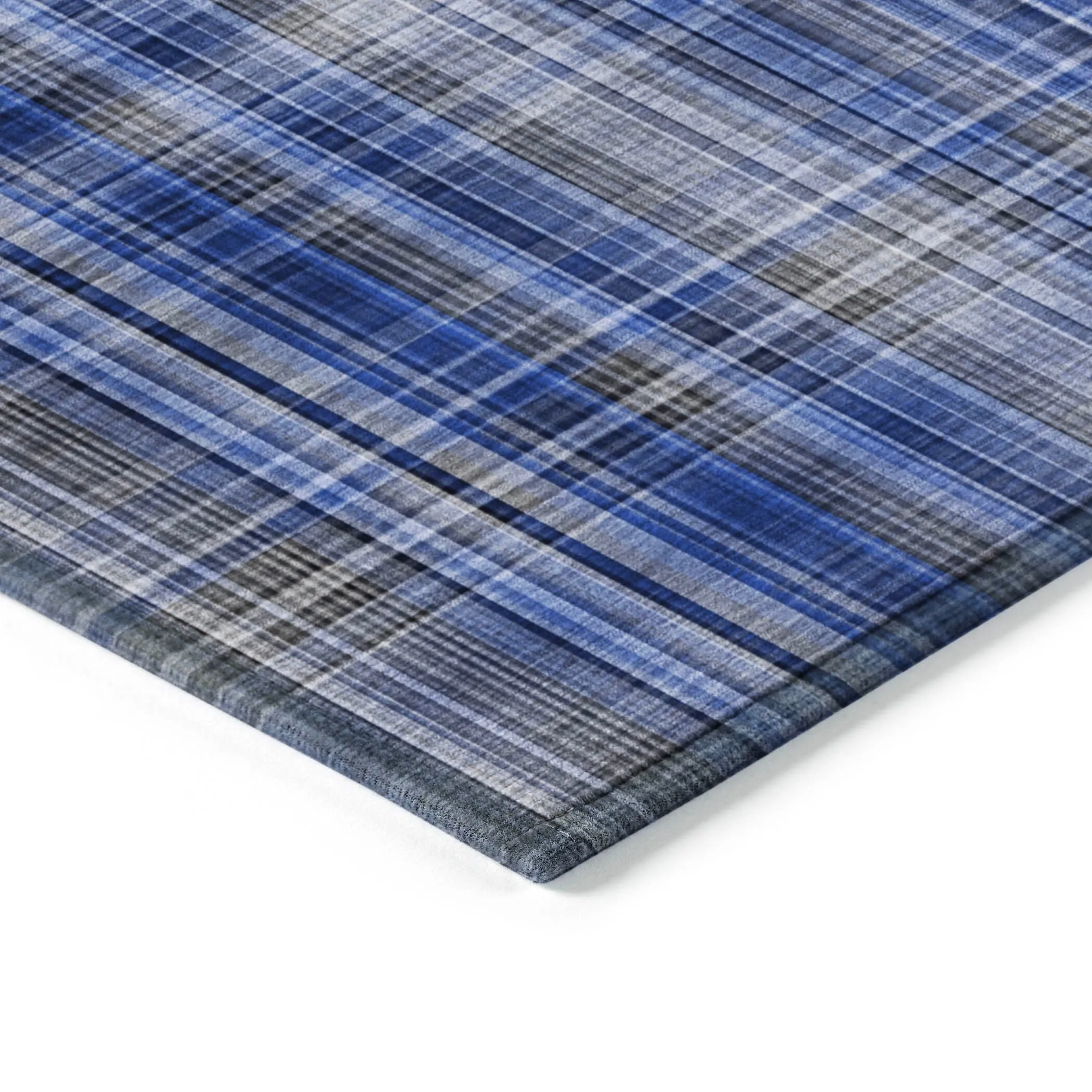 Machine Washable Indoor/ Outdoor Plaid Chantille Rug