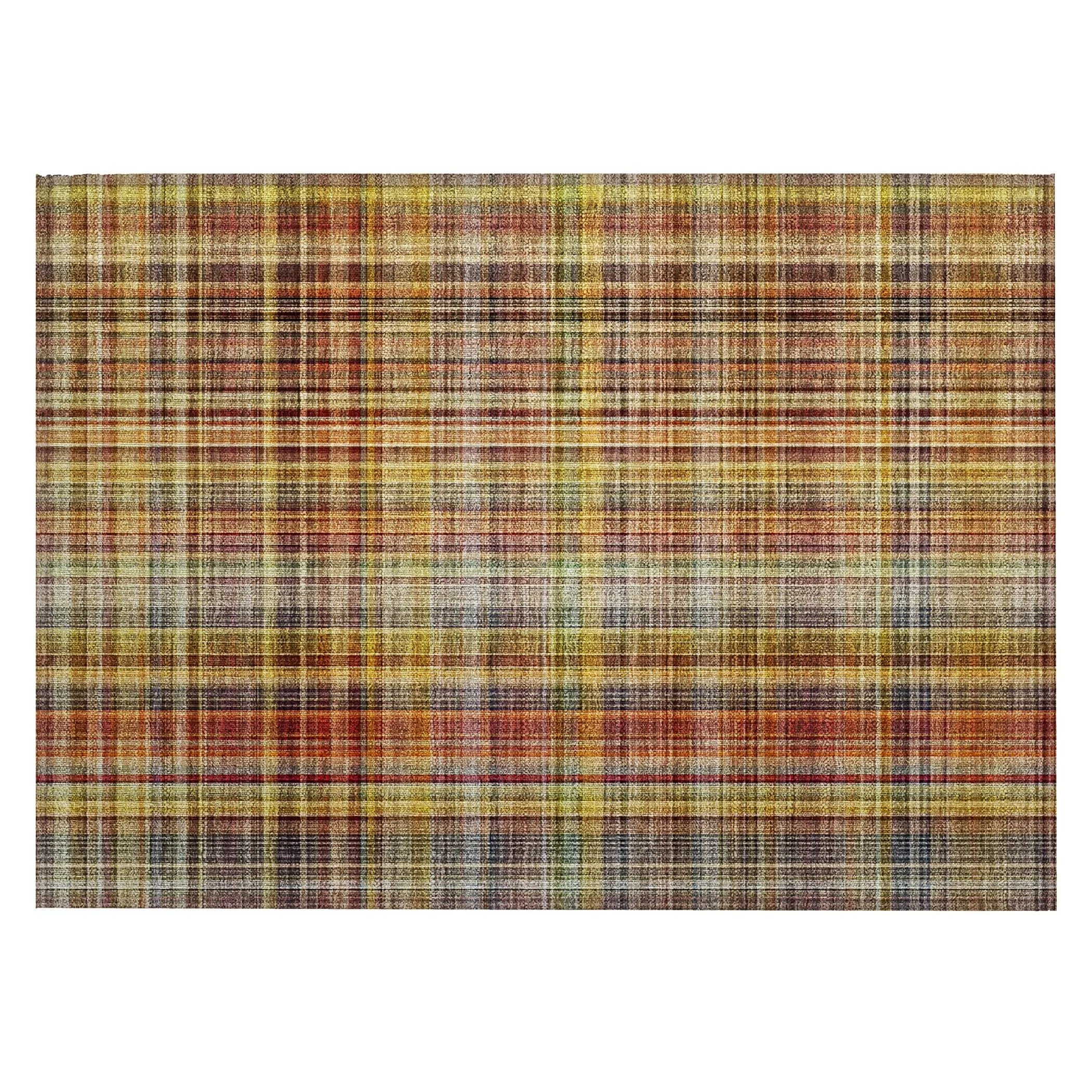 Machine Washable Indoor/ Outdoor Plaid Chantille Rug