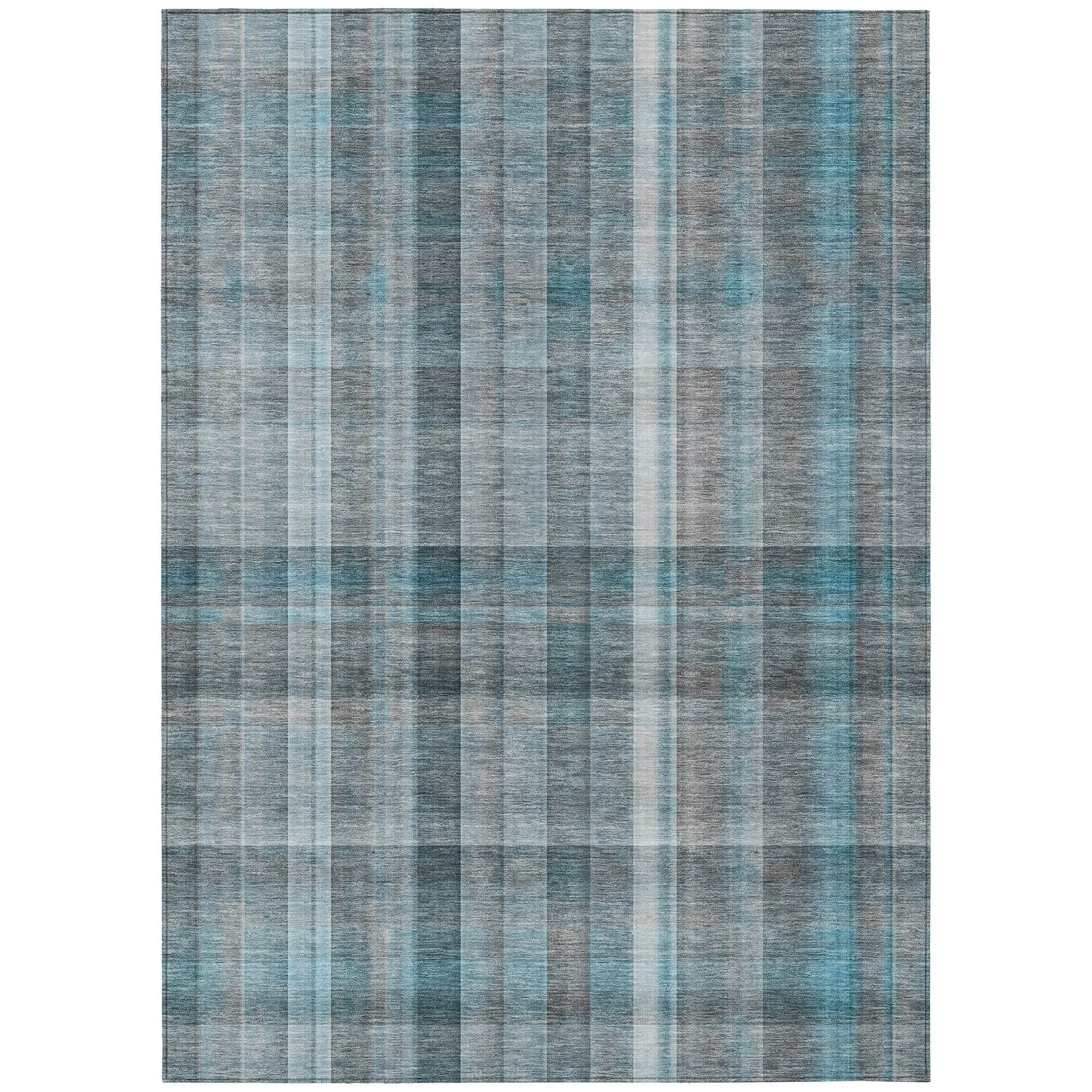 Machine Washable Indoor/ Outdoor Plaid Chantille Rug
