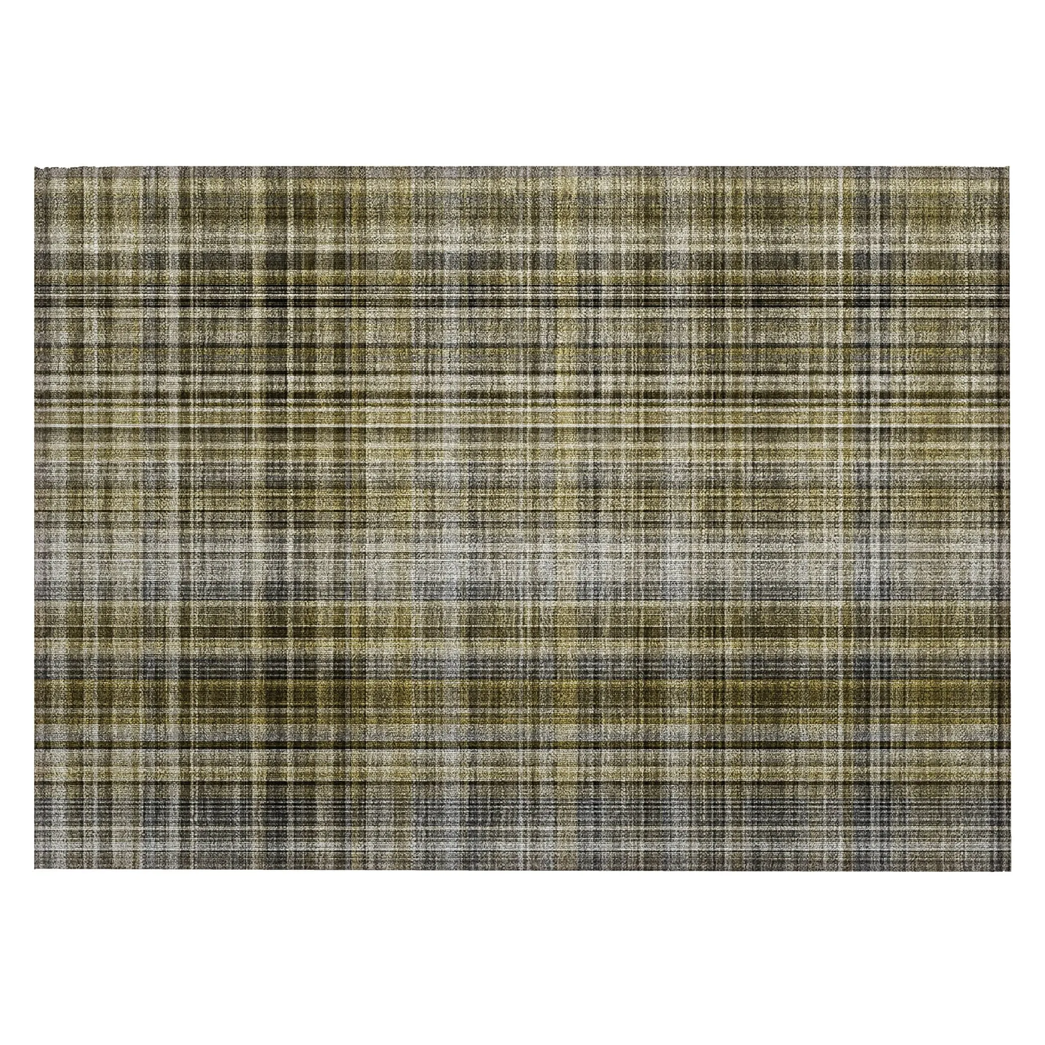 Machine Washable Indoor/ Outdoor Plaid Chantille Rug