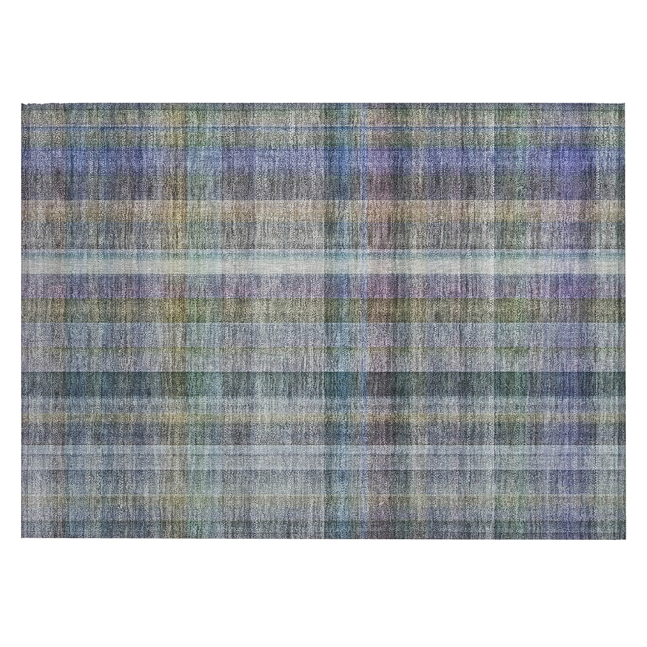 Machine Washable Indoor/ Outdoor Plaid Chantille Rug