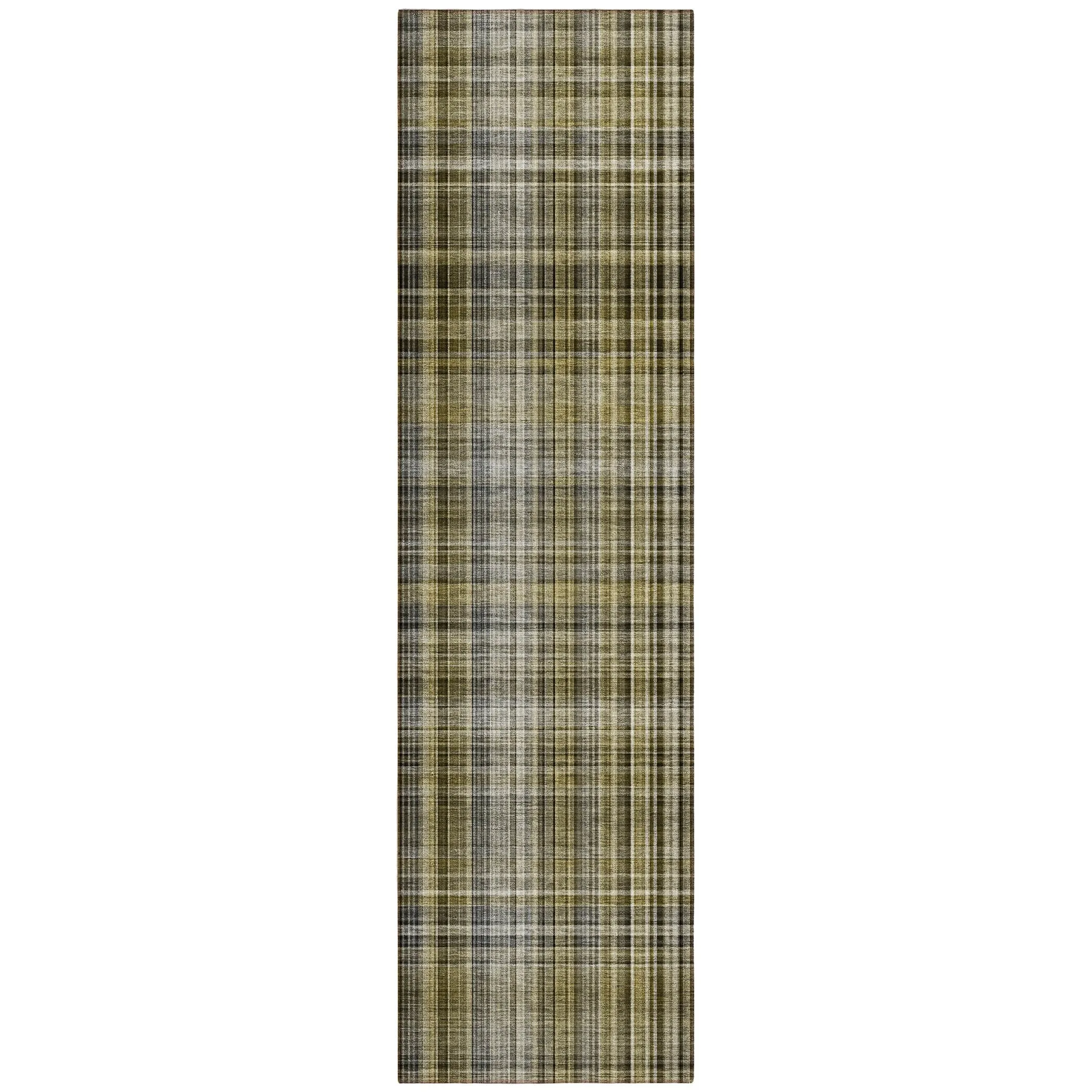 Machine Washable Indoor/ Outdoor Plaid Chantille Rug