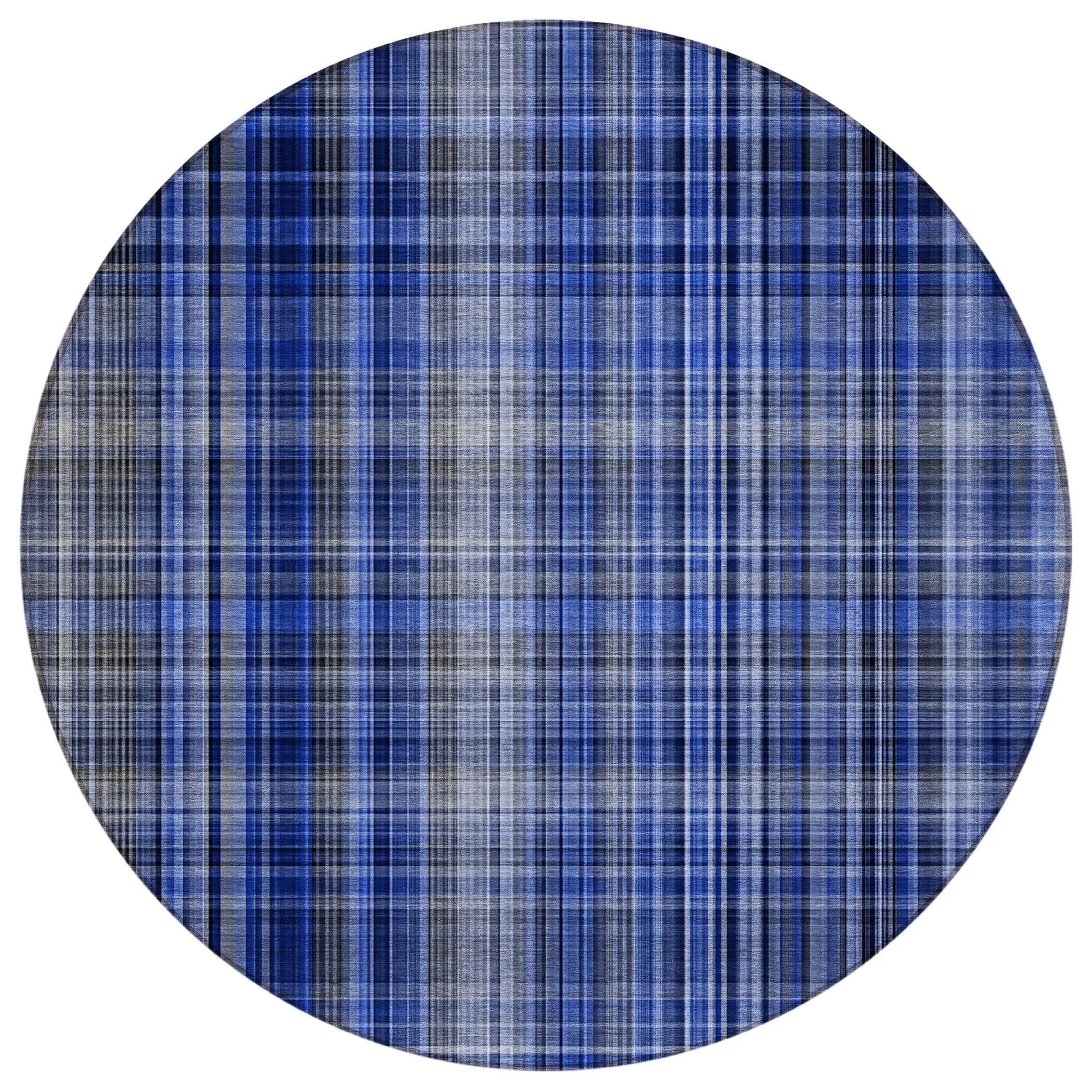 Machine Washable Indoor/ Outdoor Plaid Chantille Rug