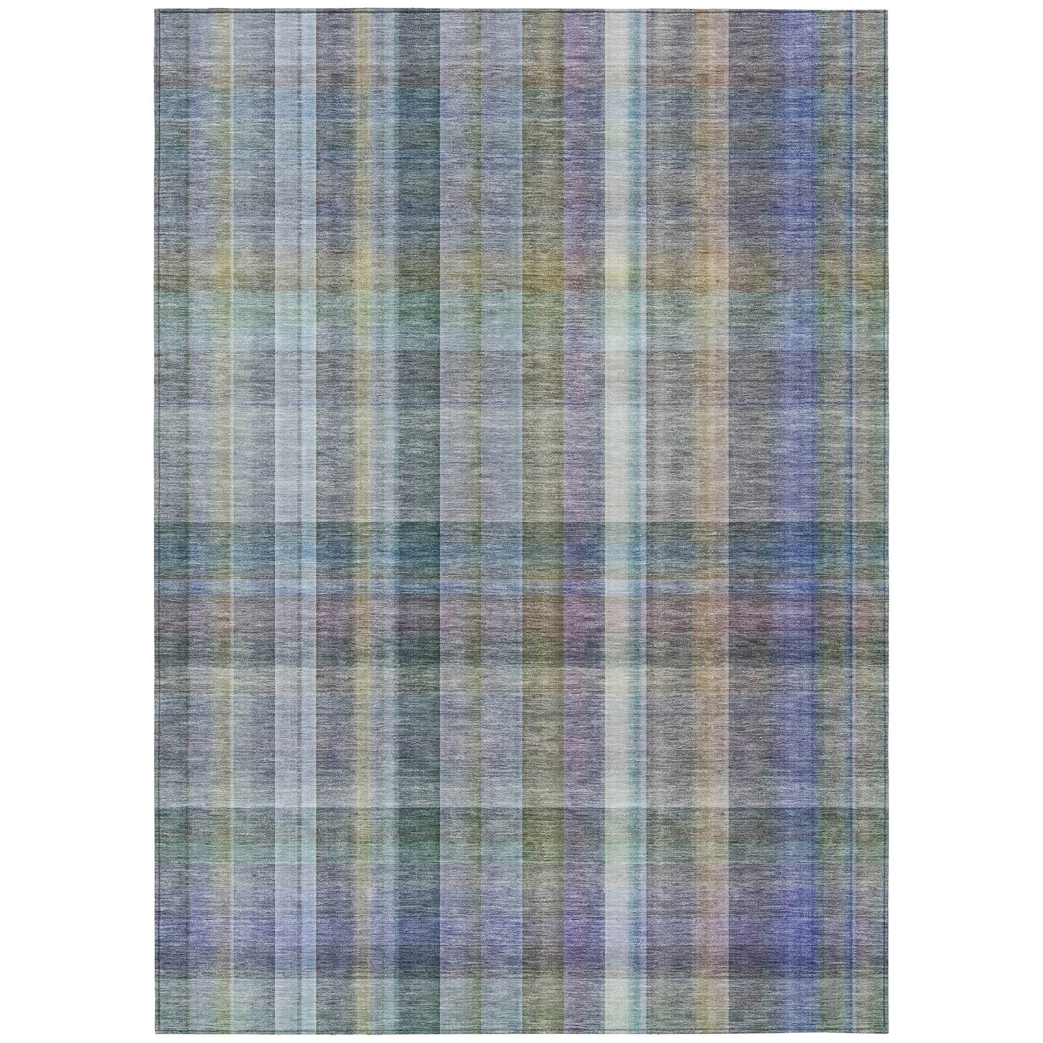 Machine Washable Indoor/ Outdoor Plaid Chantille Rug