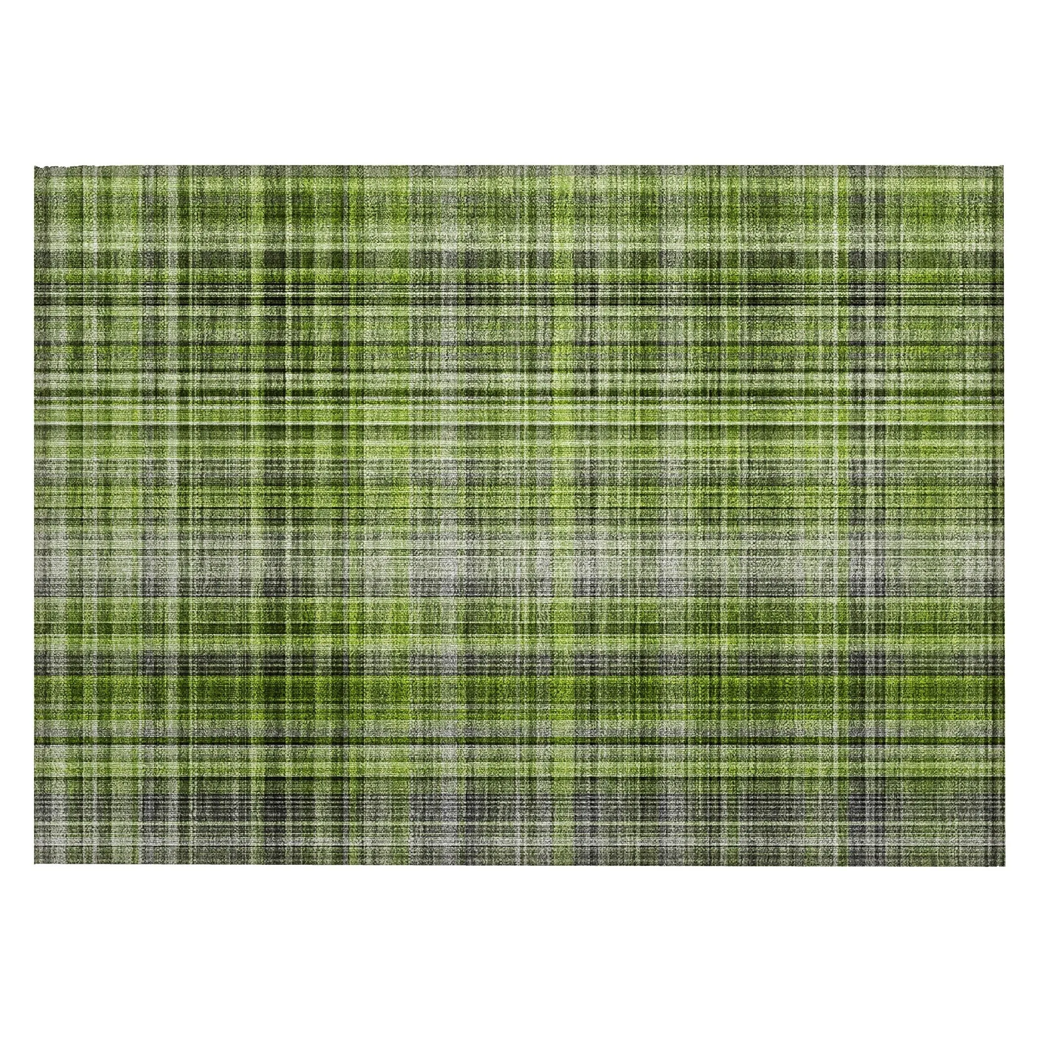 Machine Washable Indoor/ Outdoor Plaid Chantille Rug