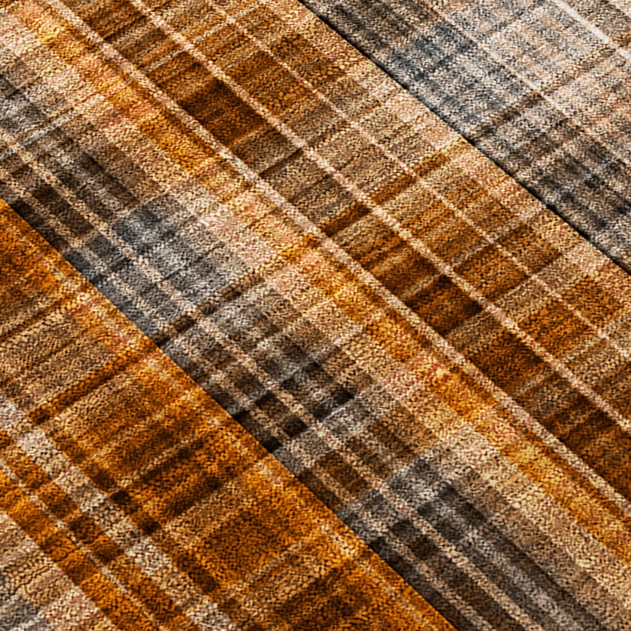 Machine Washable Indoor/ Outdoor Plaid Chantille Rug