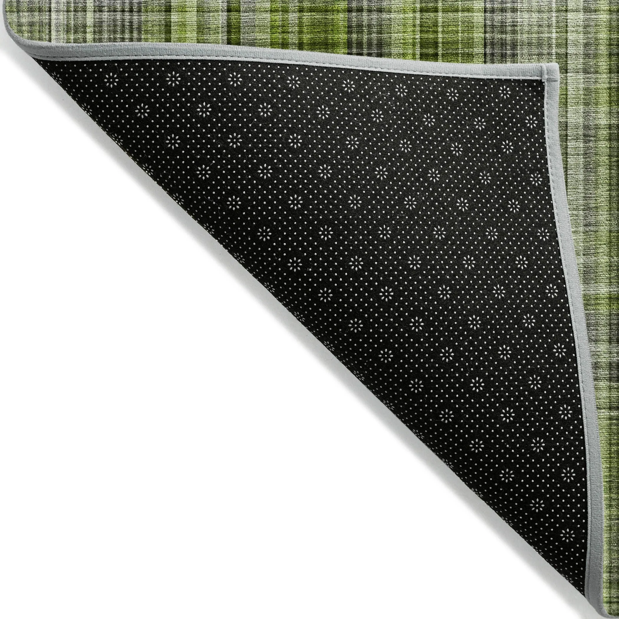 Machine Washable Indoor/ Outdoor Plaid Chantille Rug