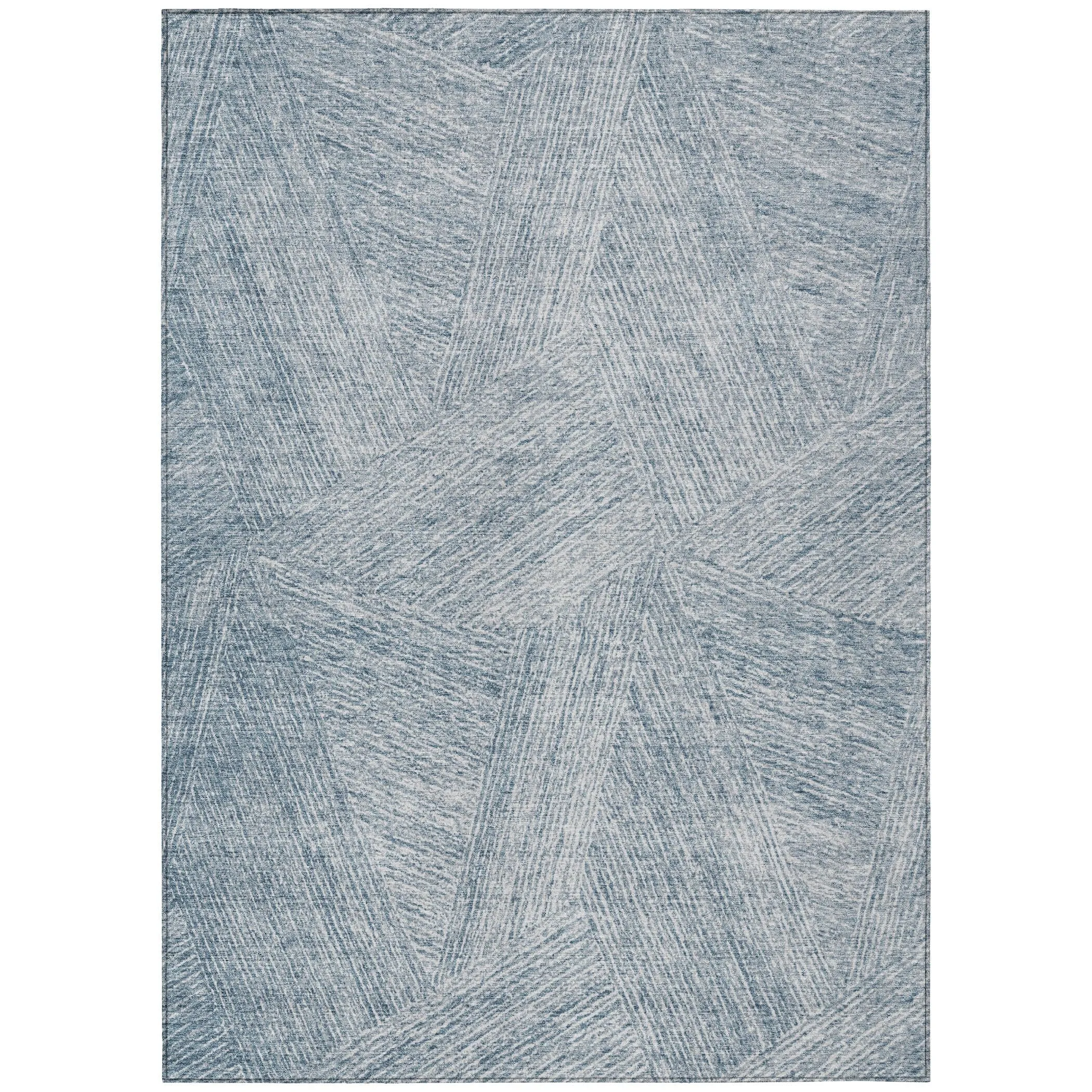 Machine Washable Indoor/ Outdoor Solid Geo Chantille Rug