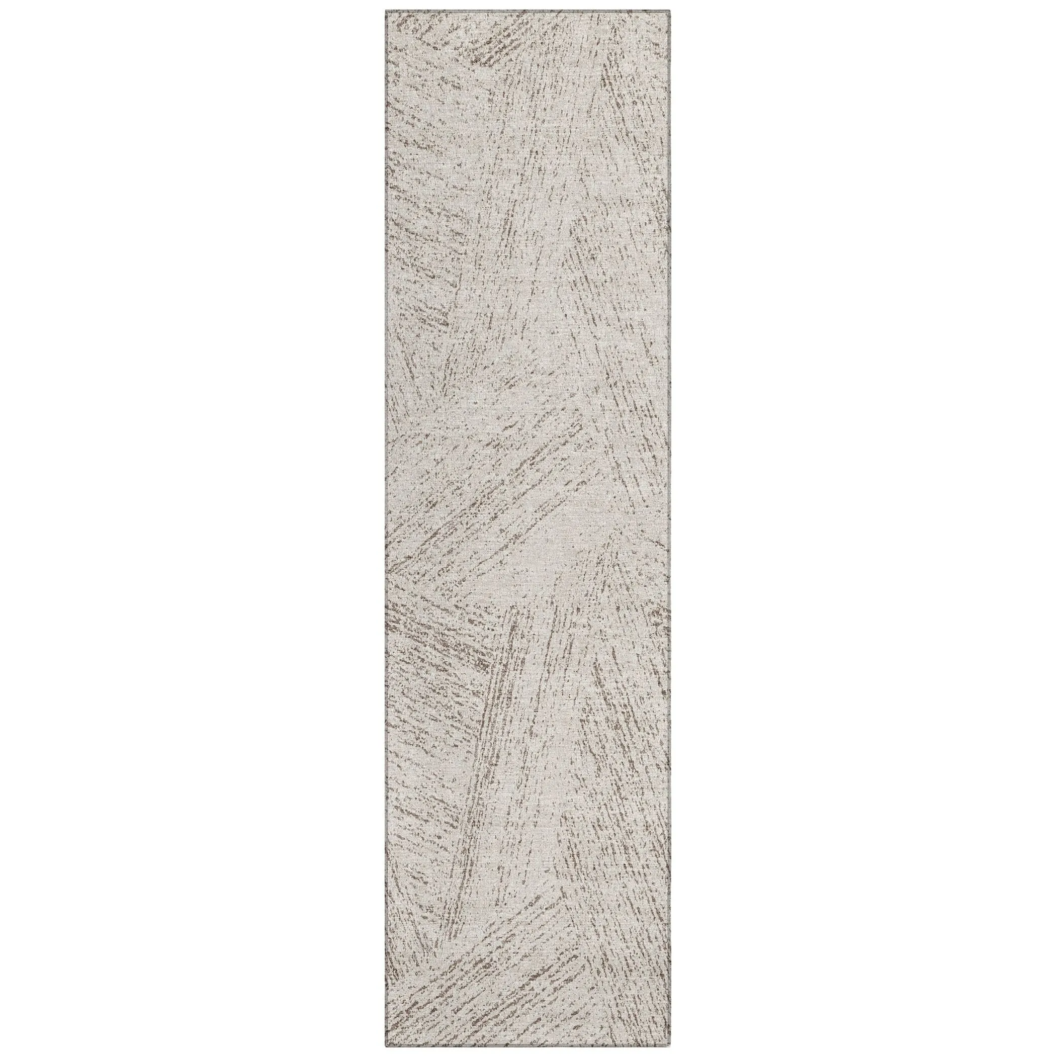 Machine Washable Indoor/ Outdoor Solid Geo Chantille Rug