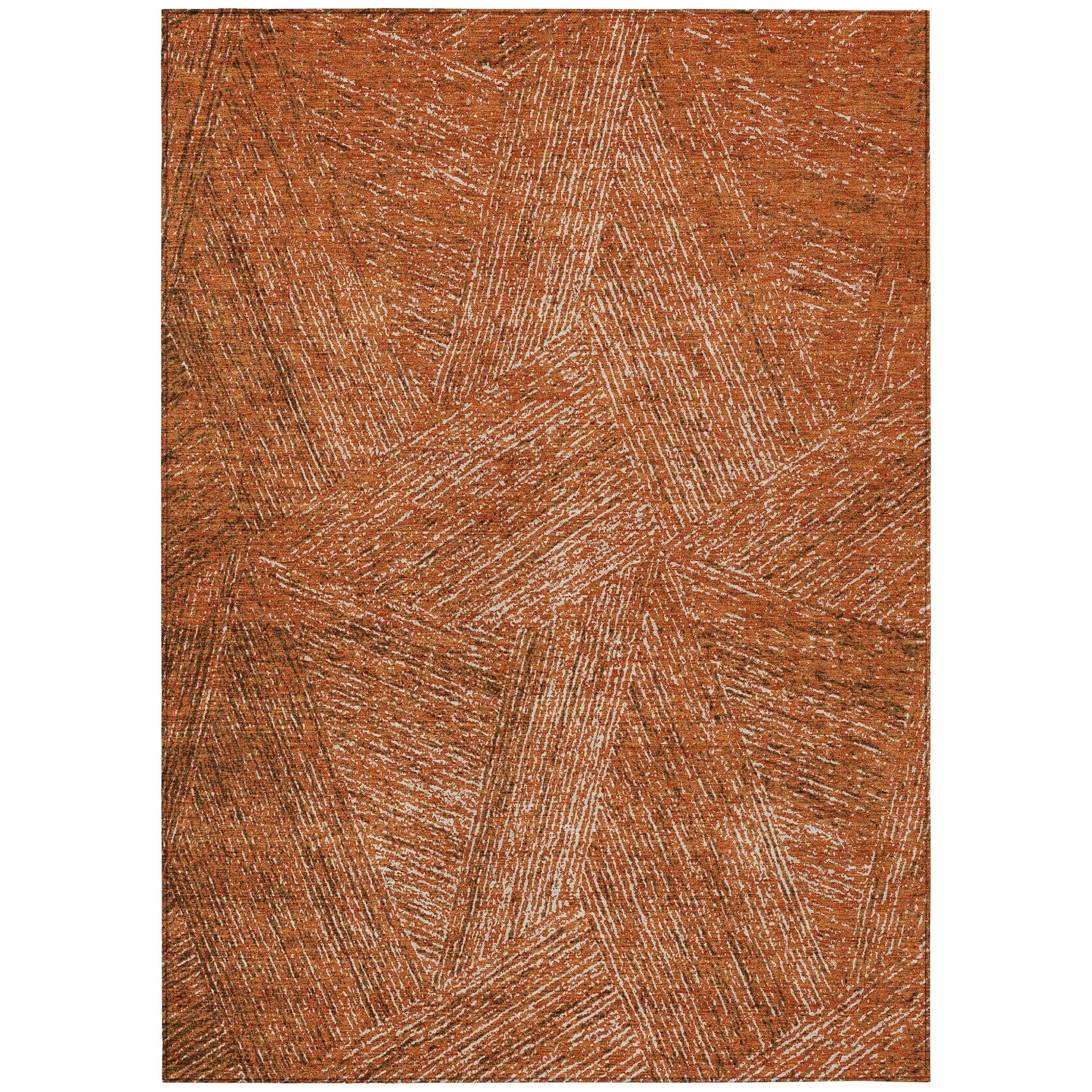 Machine Washable Indoor/ Outdoor Solid Geo Chantille Rug