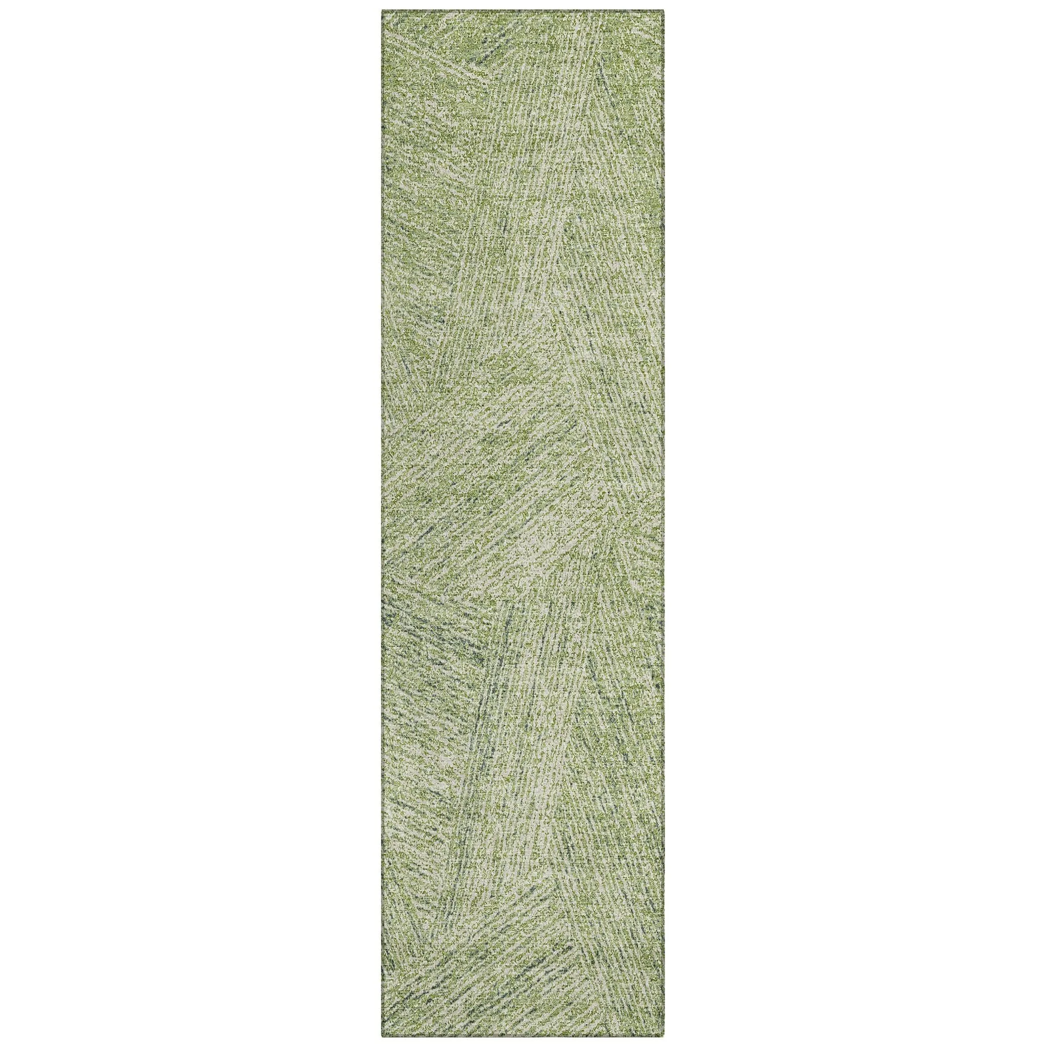 Machine Washable Indoor/ Outdoor Solid Geo Chantille Rug