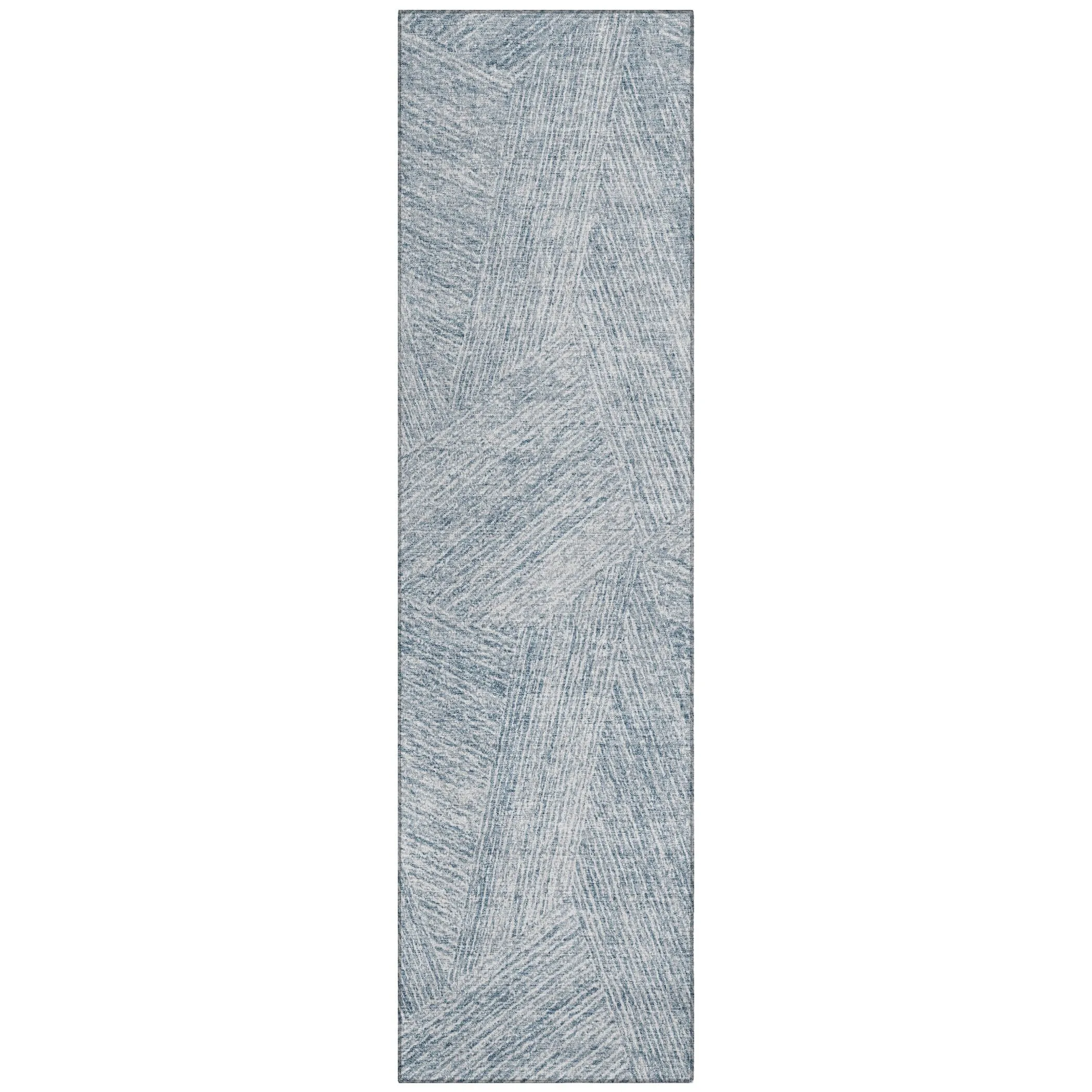 Machine Washable Indoor/ Outdoor Solid Geo Chantille Rug