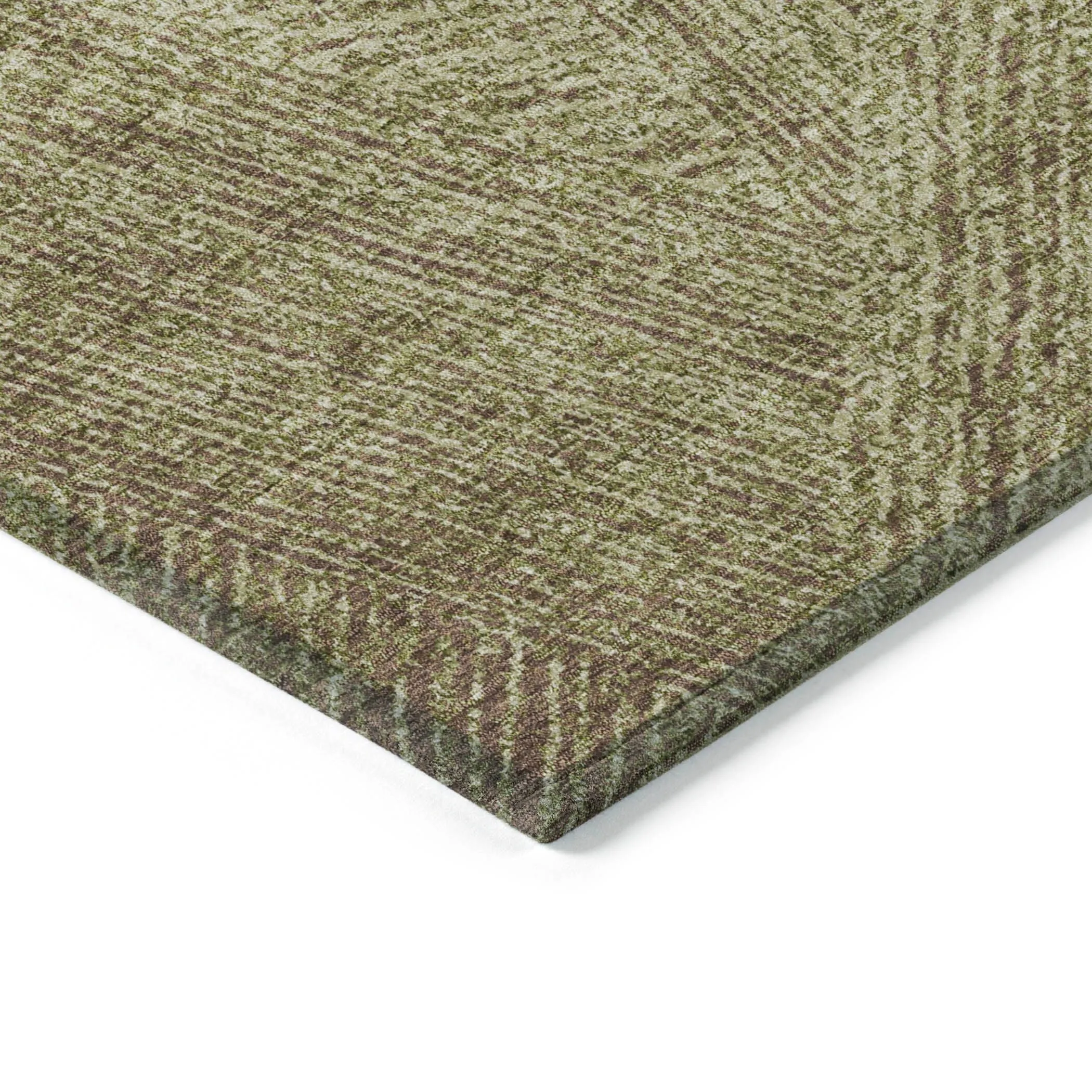 Machine Washable Indoor/ Outdoor Solid Geo Chantille Rug